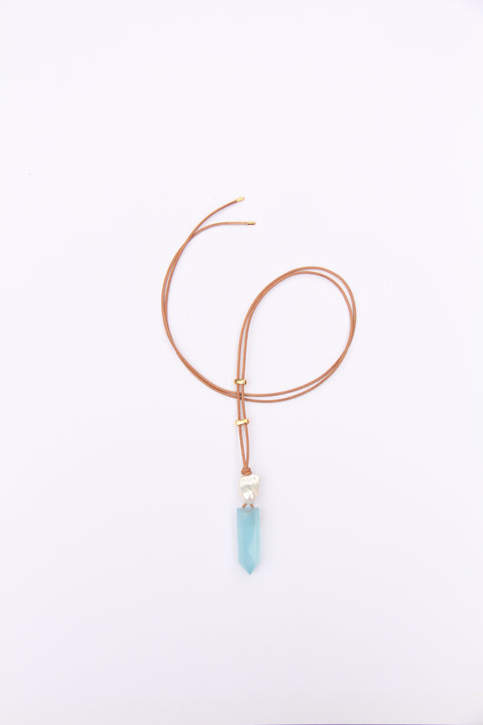 Pendant: aquamarine, pearls