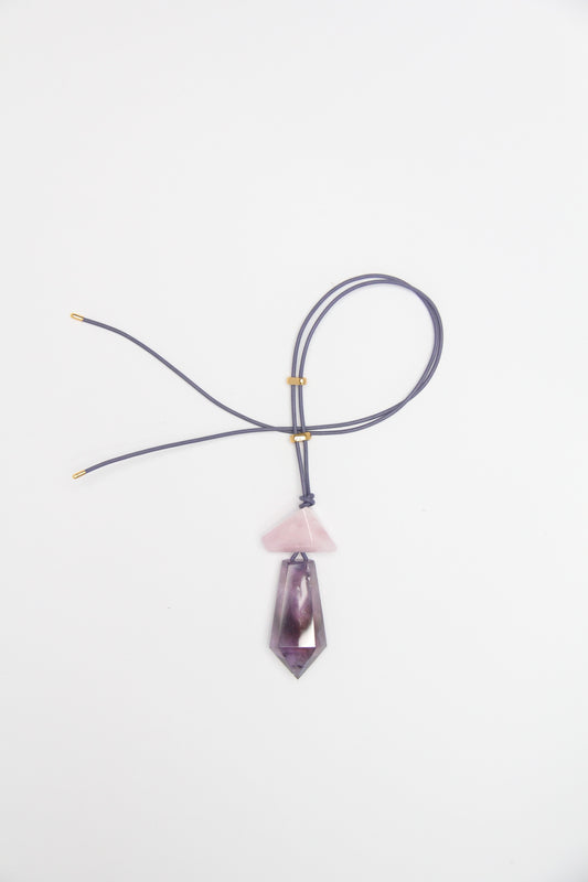 Pendant: morganite, amethyst