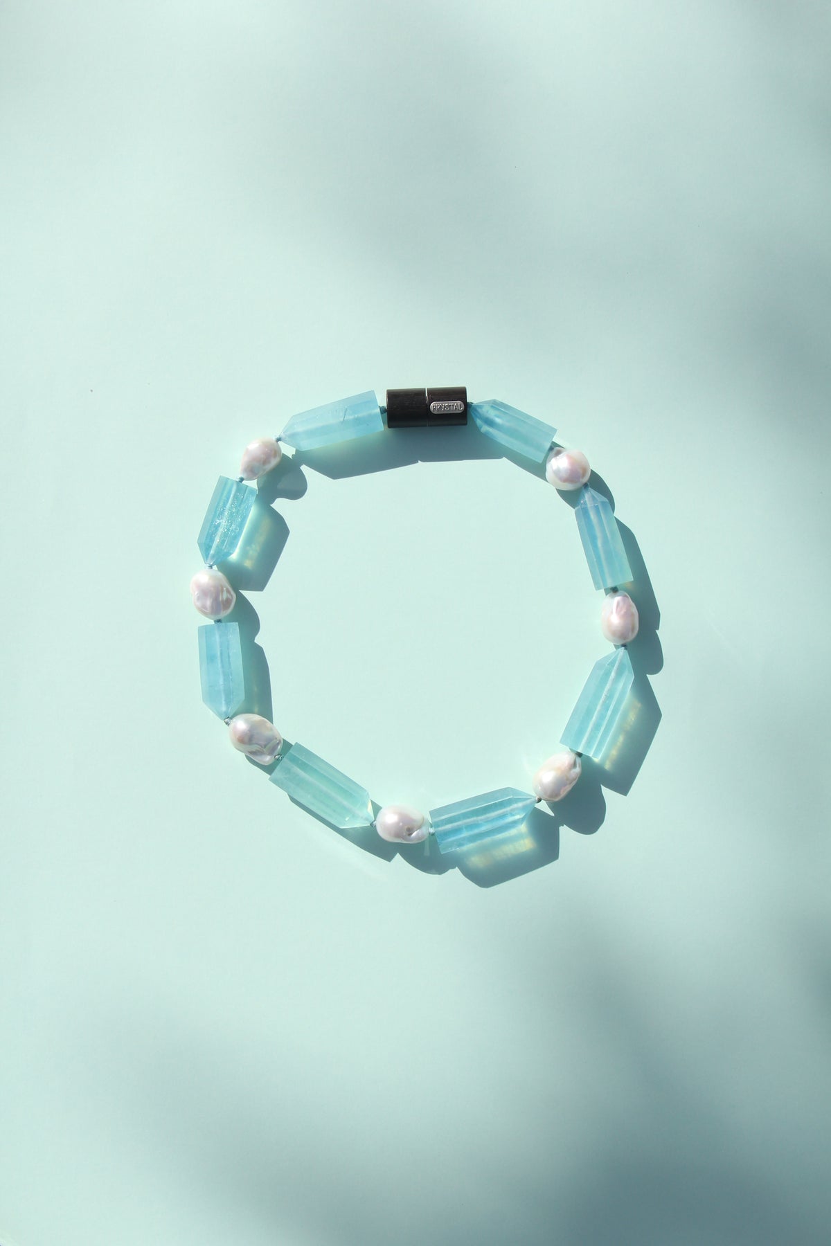 Necklace: aquamarine, pearls