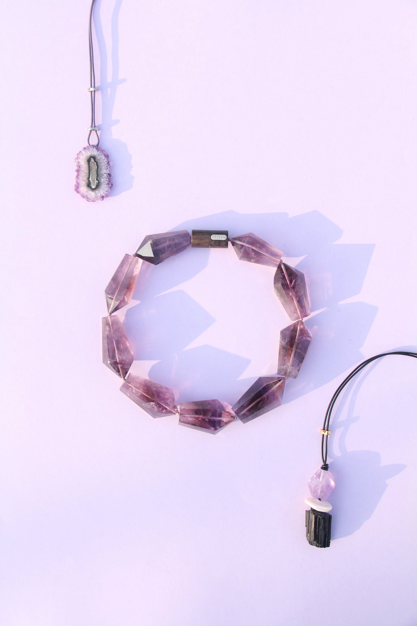 Necklace: amethyst, ebony