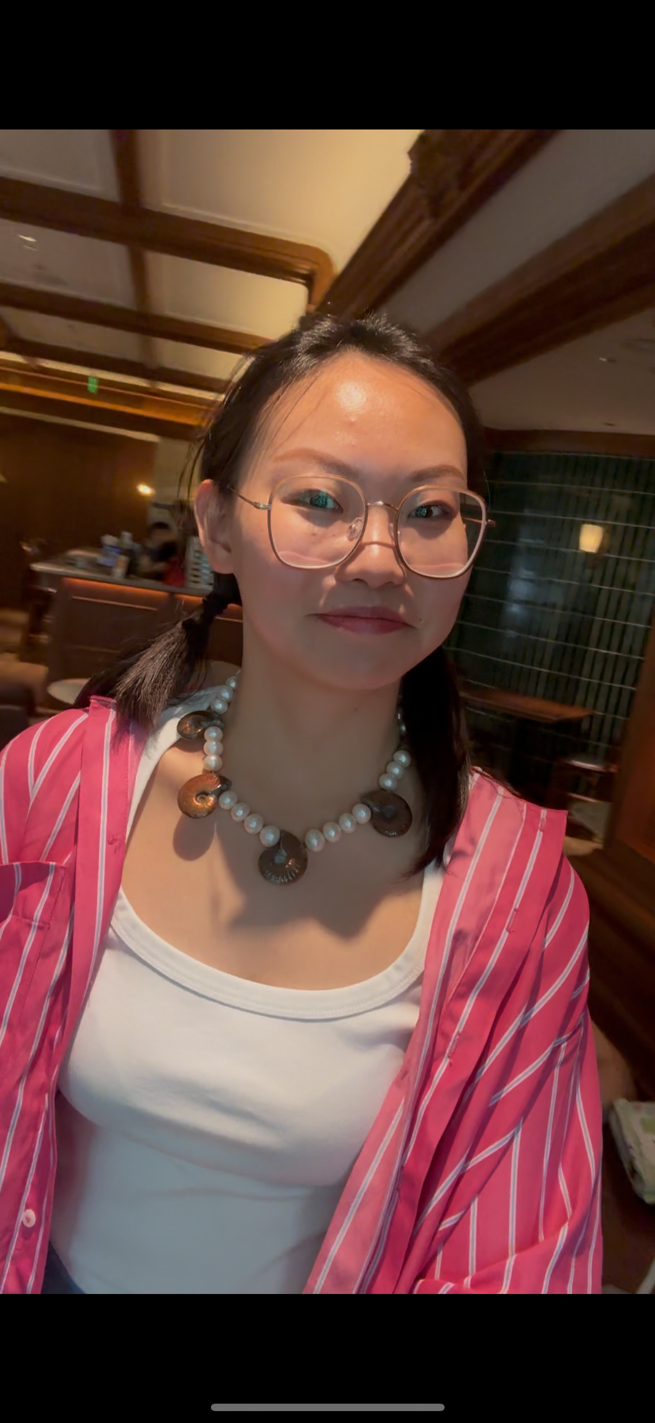 Necklace: Ammonite, pearls