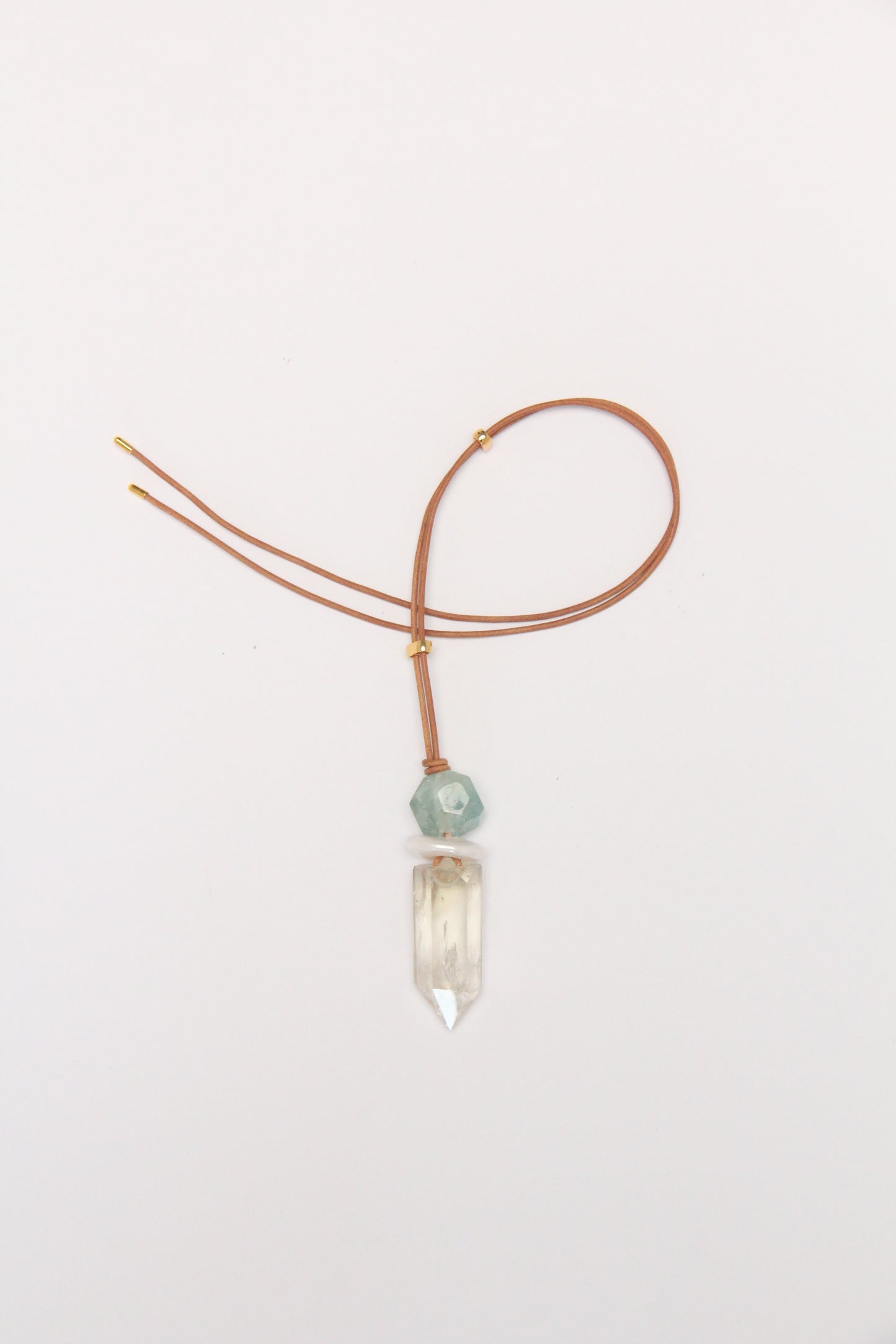 Pendant: morganite, pearl, citrine