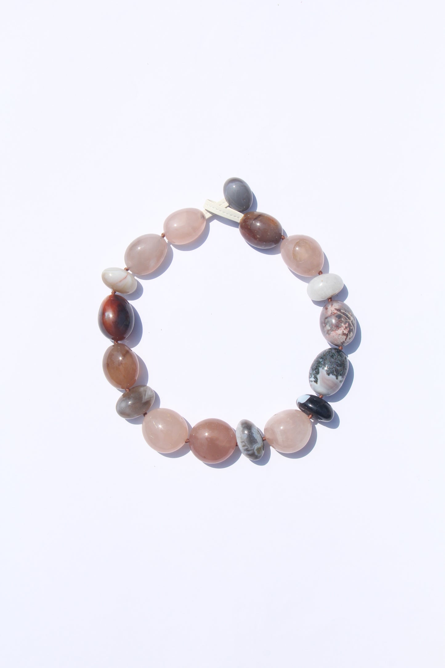 Necklace: persian agate, rose agate