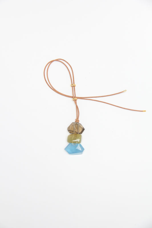Pendant: smoky quartz, morganite, aquamarine