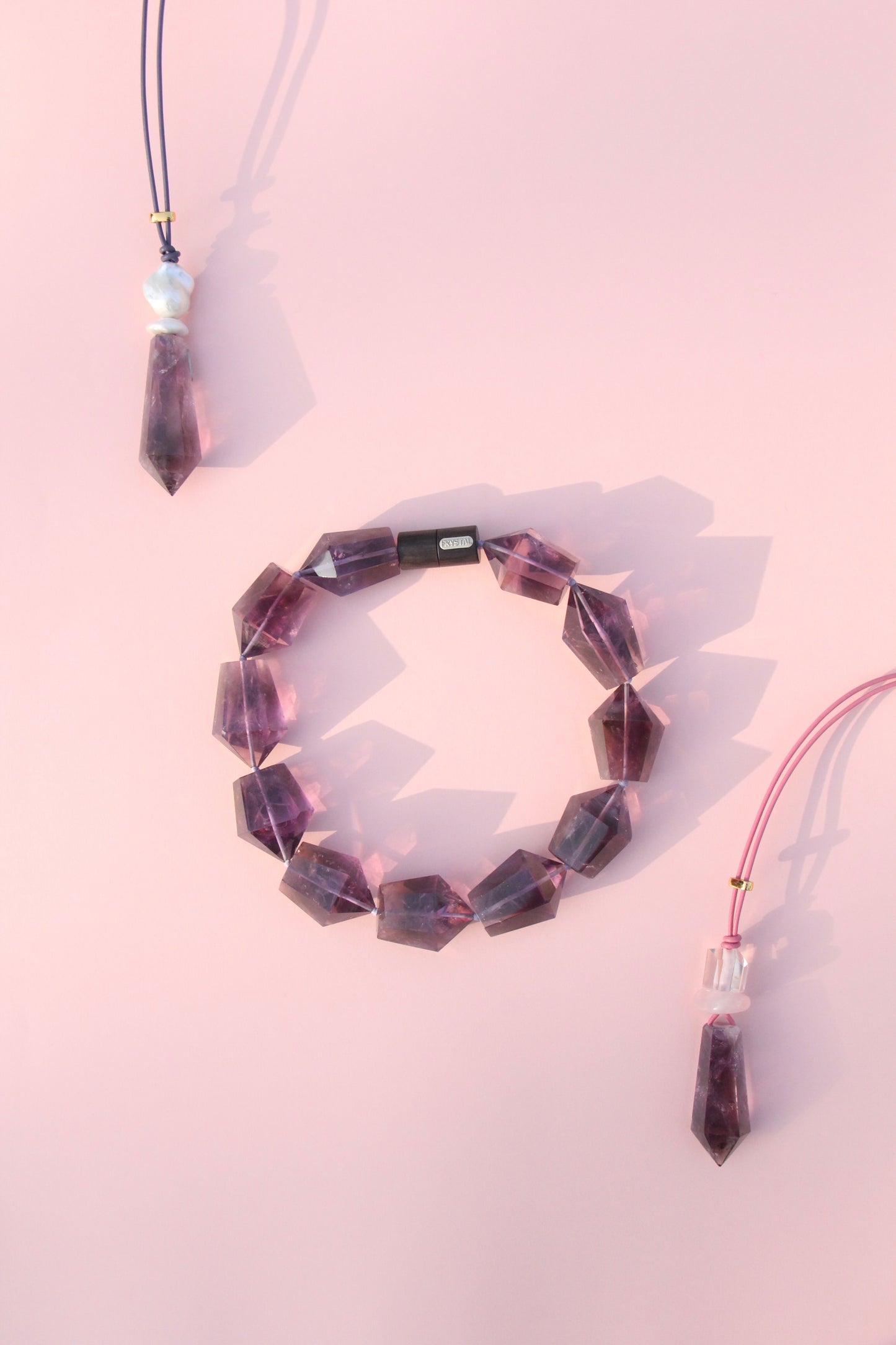 Necklace: amethyst, ebony