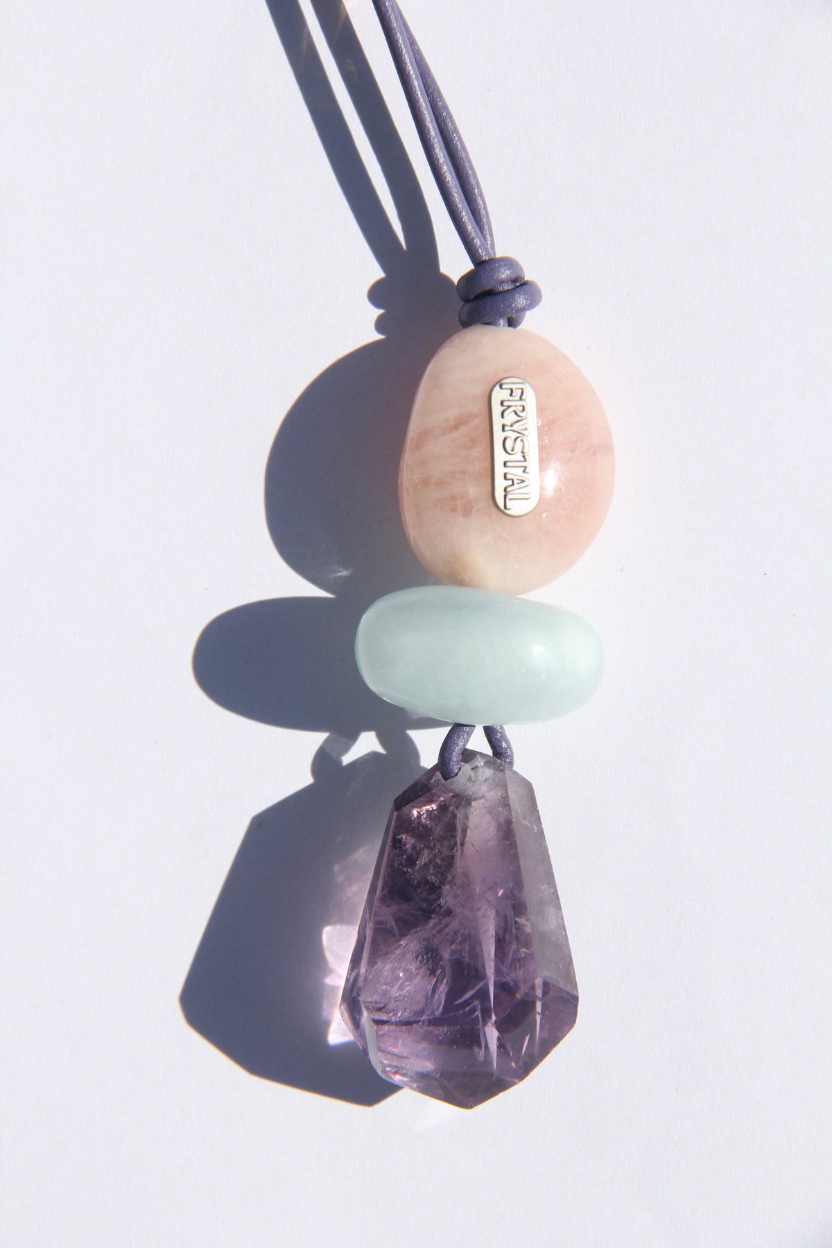 Necklace: morganite, aquamarine, smoky quartz