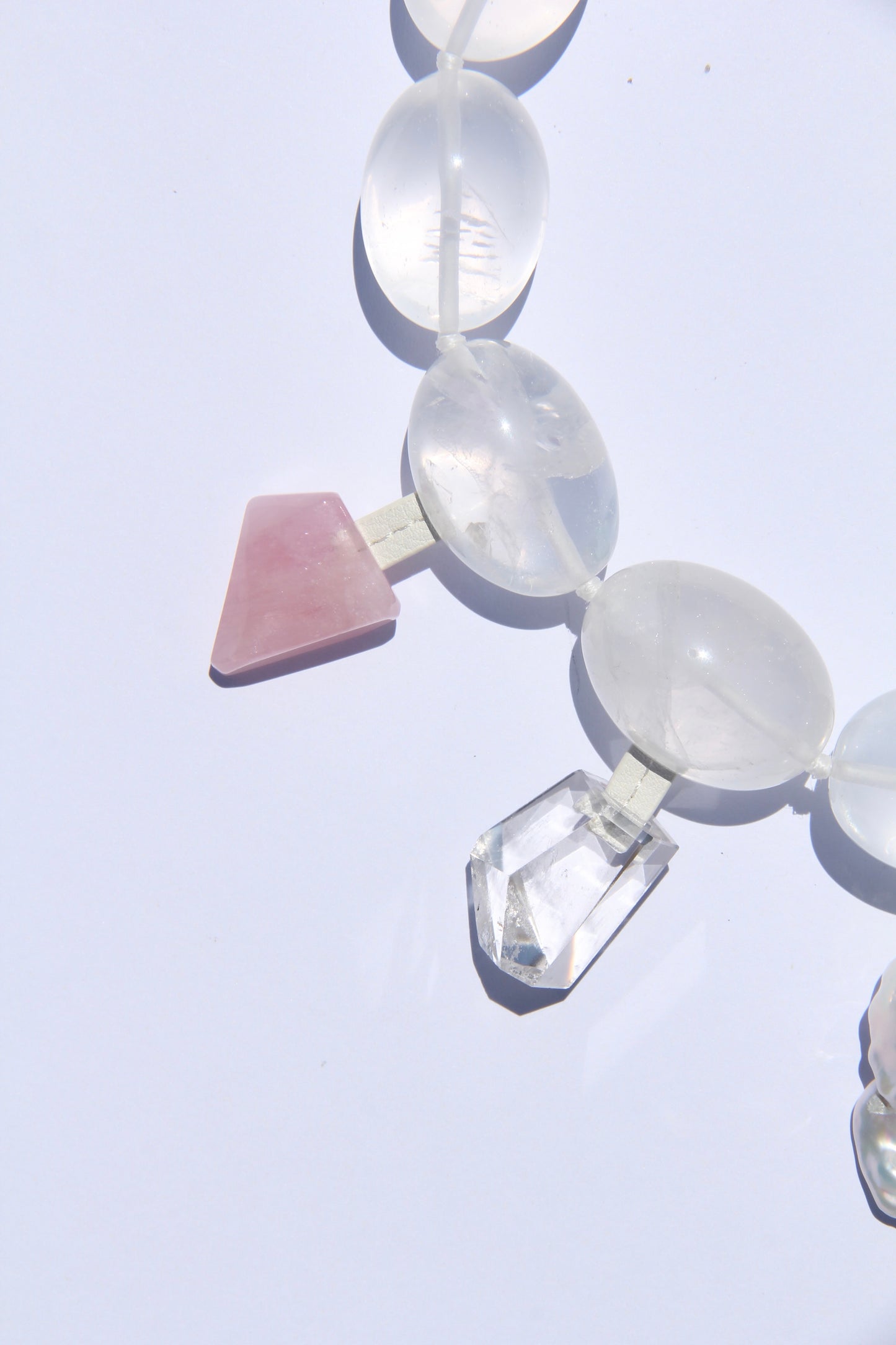 Charms: quartz, morganite, pearl, amethyst