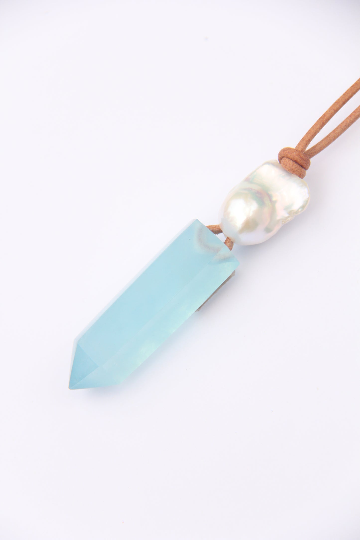 Pendant: aquamarine, pearls
