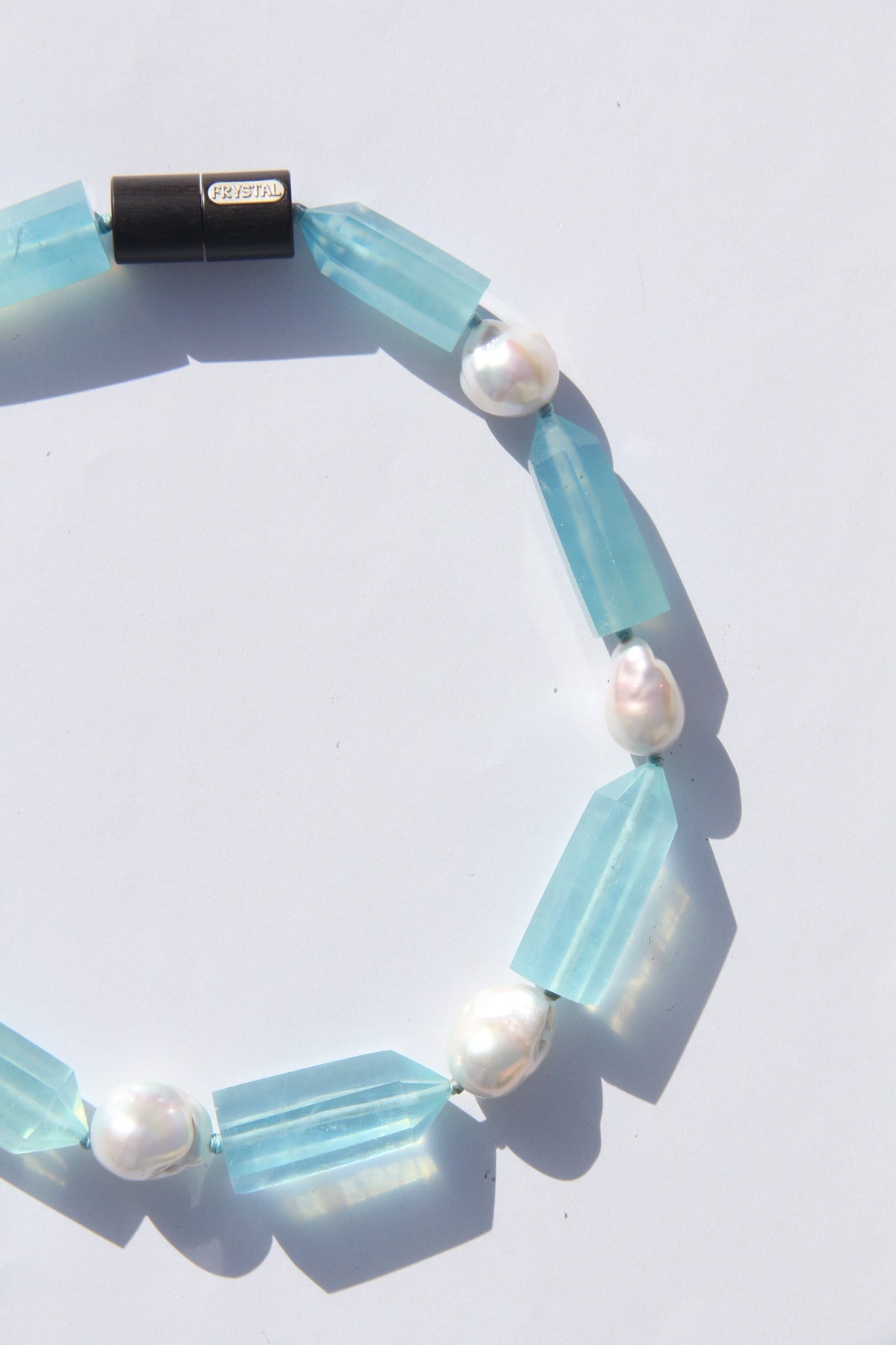 Necklace: aquamarine, pearls