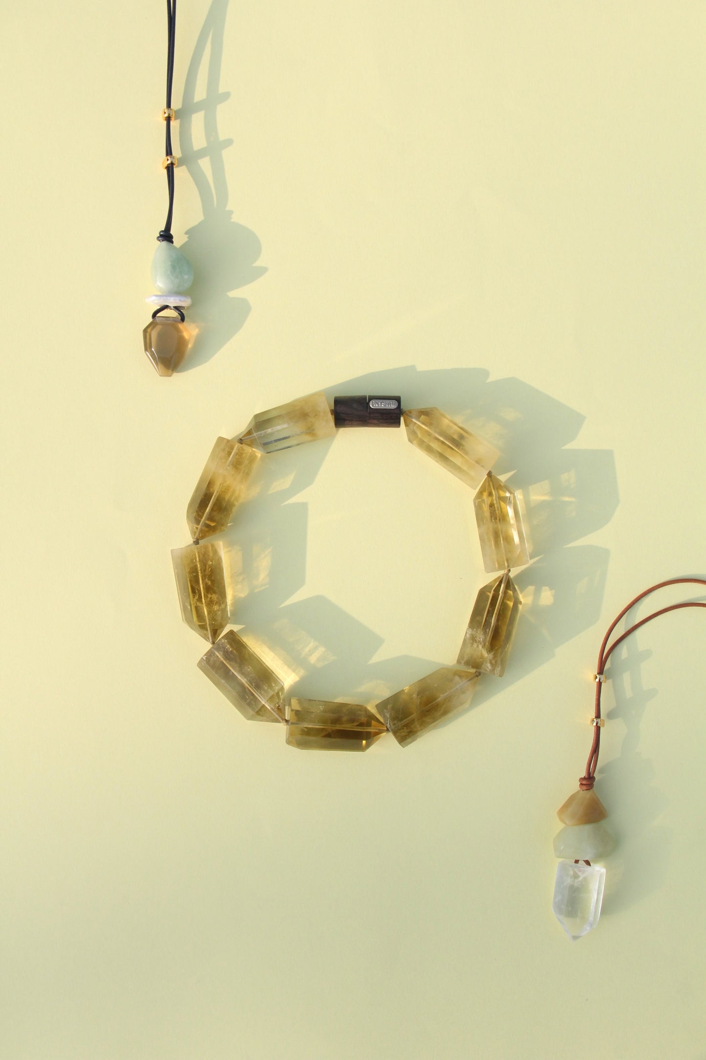 Necklace: citrine, ebony