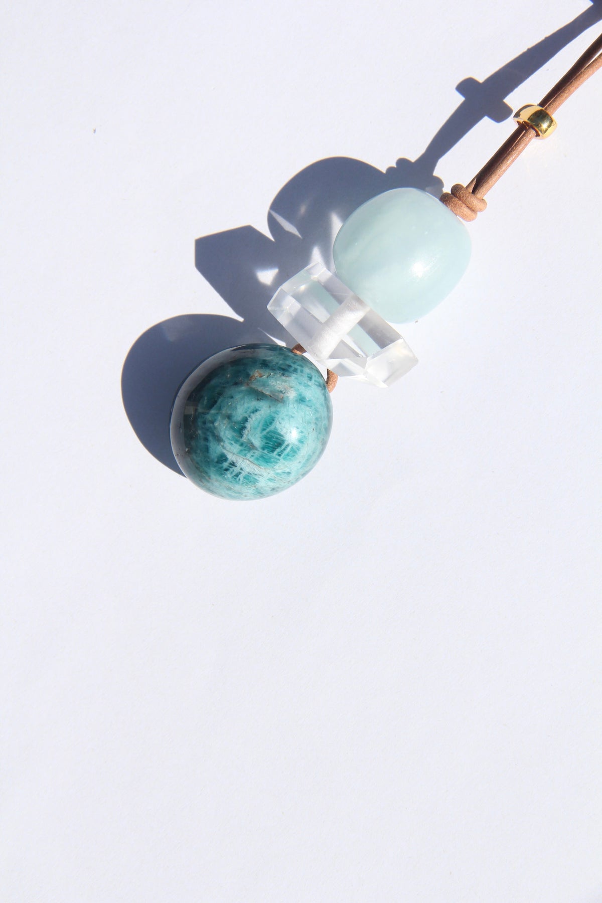 Necklace: aquamarine, quartz, blue apatite