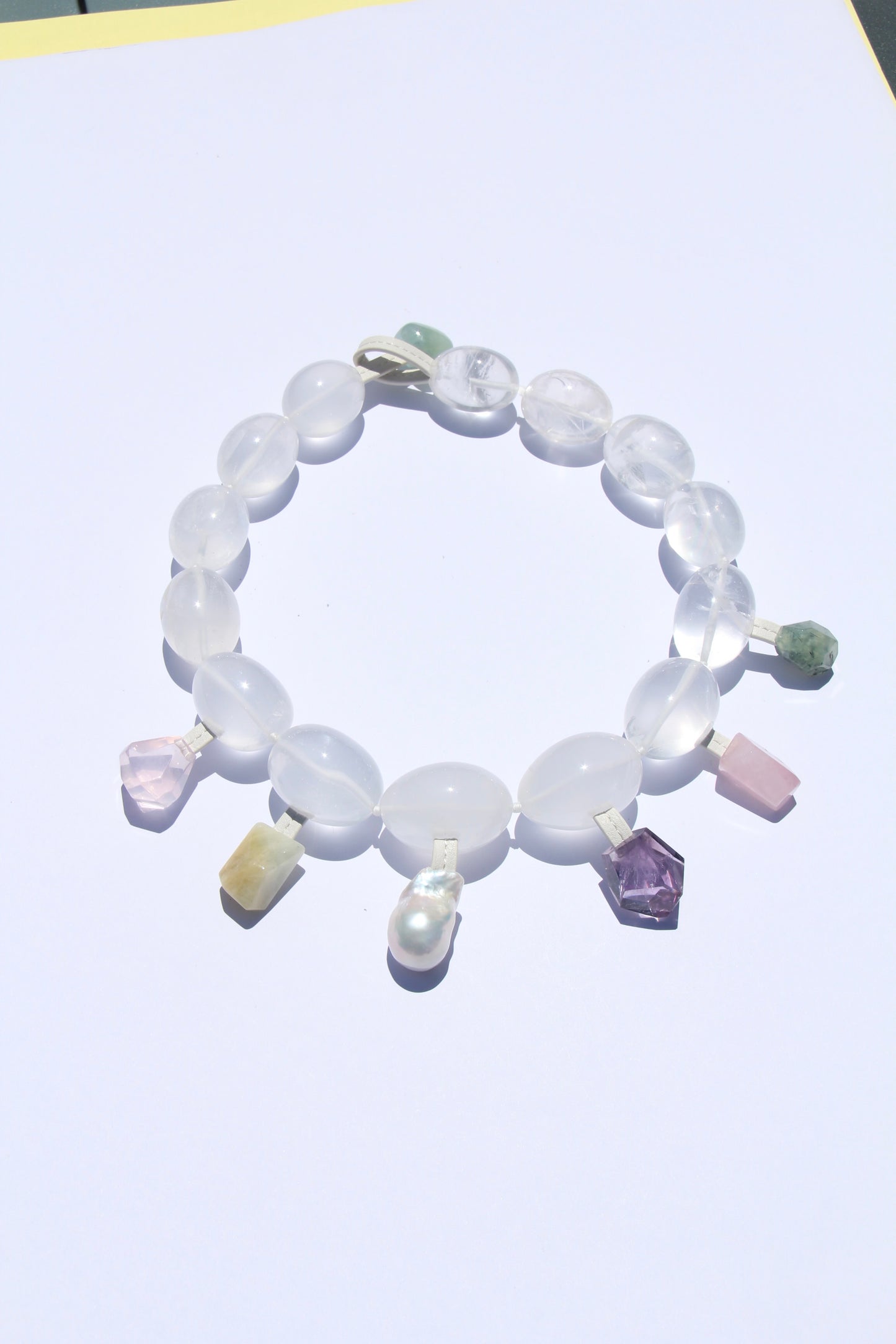 Charms: quartz, morganite, pearl, amethyst