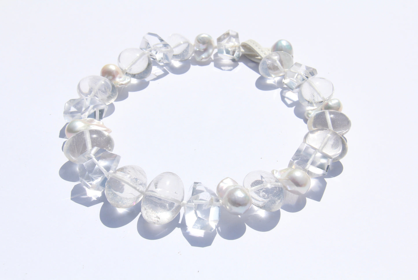 Necklace: quartz, pearls