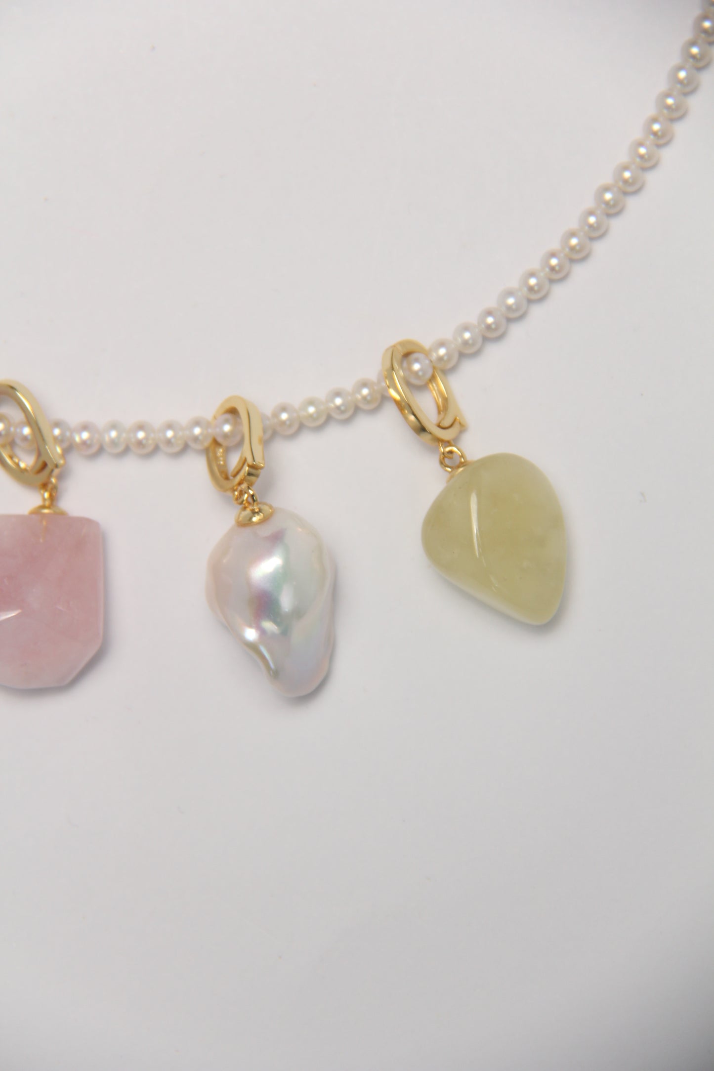 Charms: amethyst, morganite, pearls