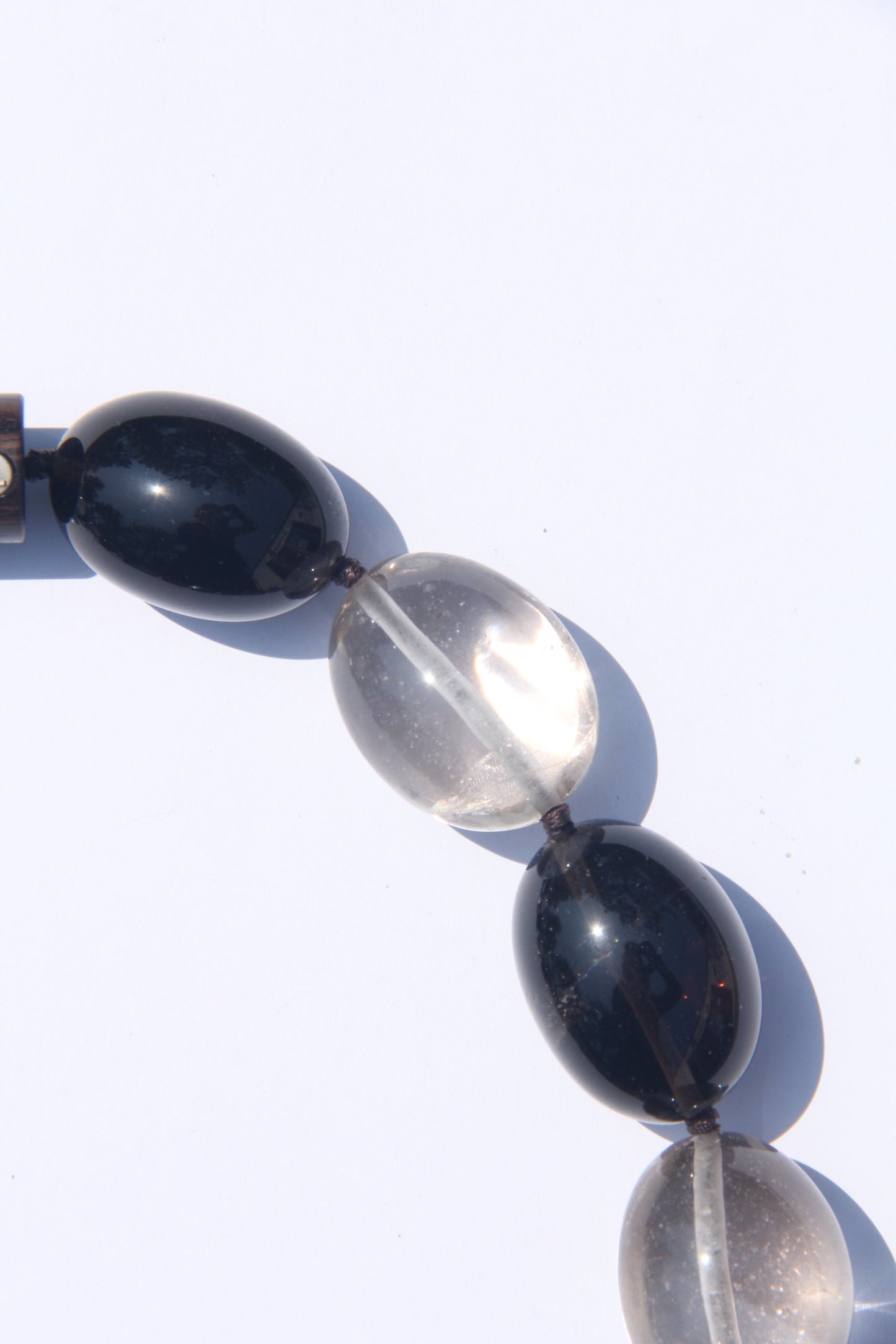 Necklace: smoky quartz, pearls