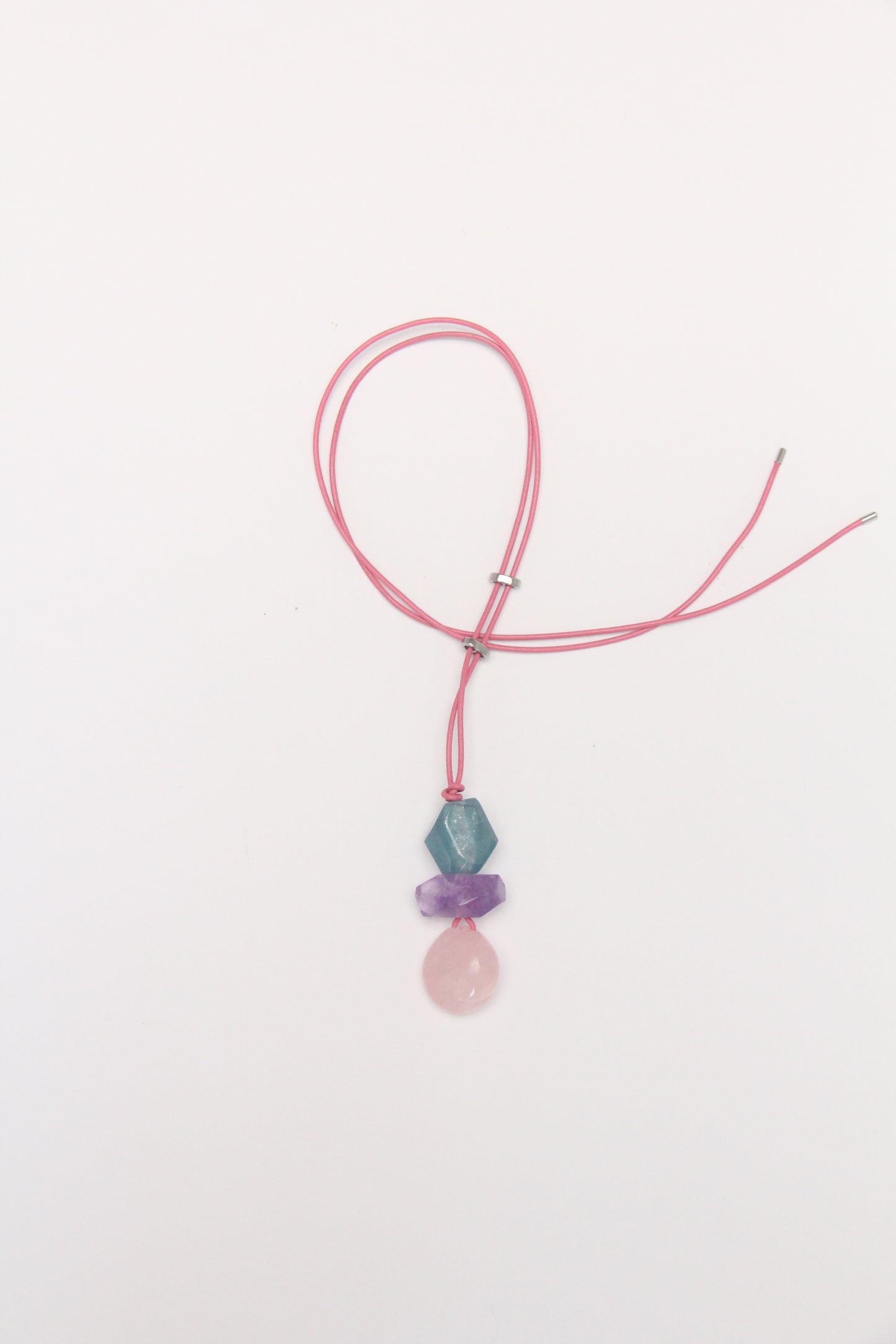Pendant: aquamarine, amethyst, rose quartz