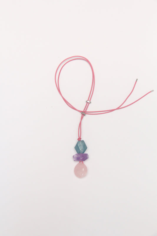 Pendant: aquamarine, amethyst, rose quartz