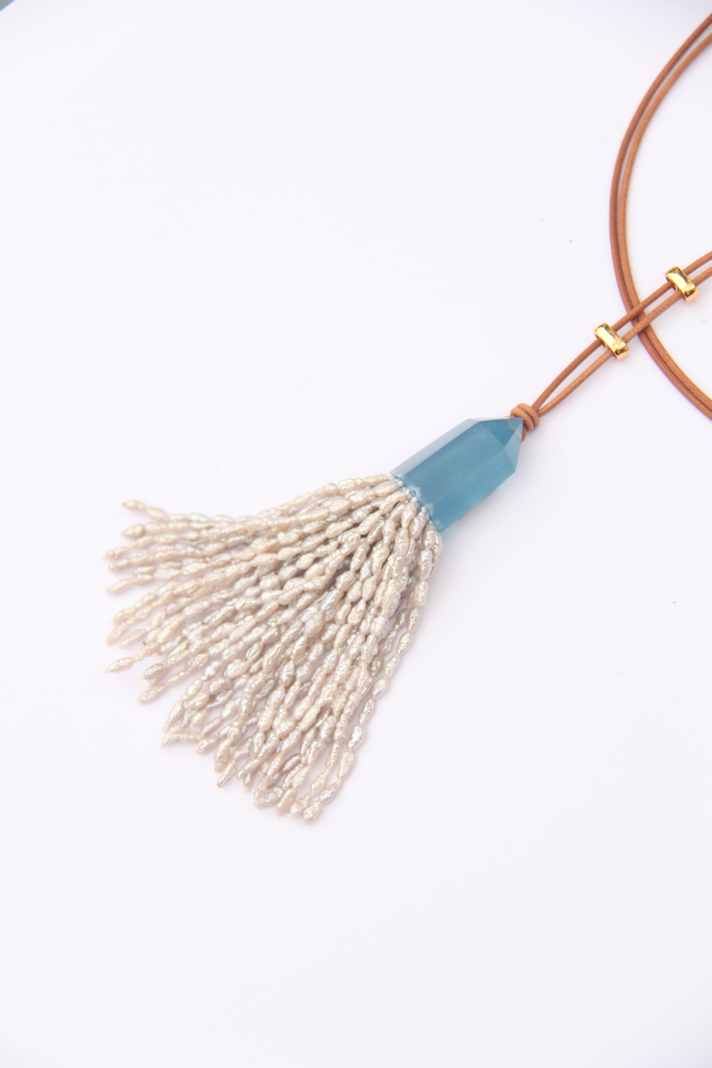 Pendant: aquamarine, pearls