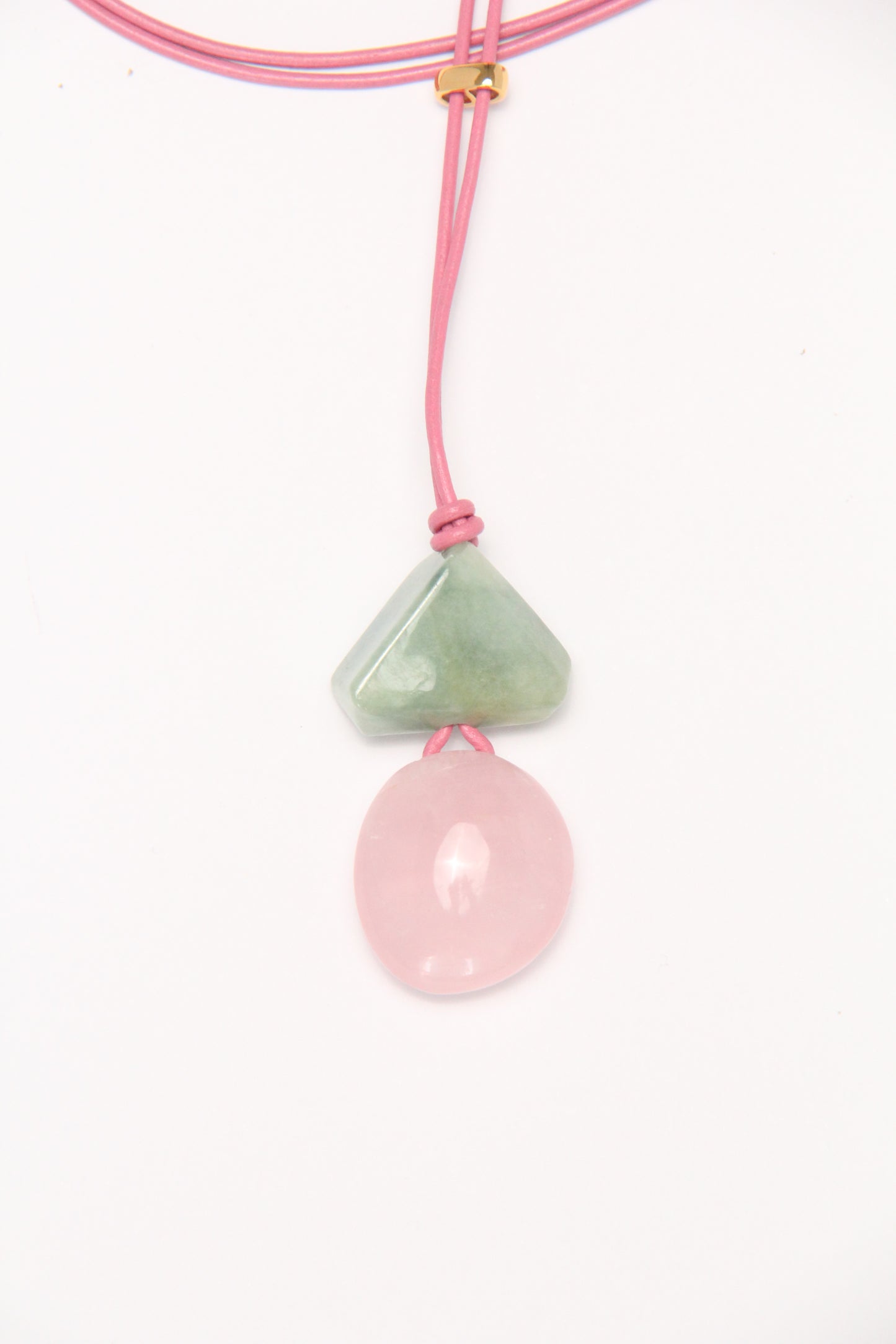 Pendant: morgnite, rose quartz