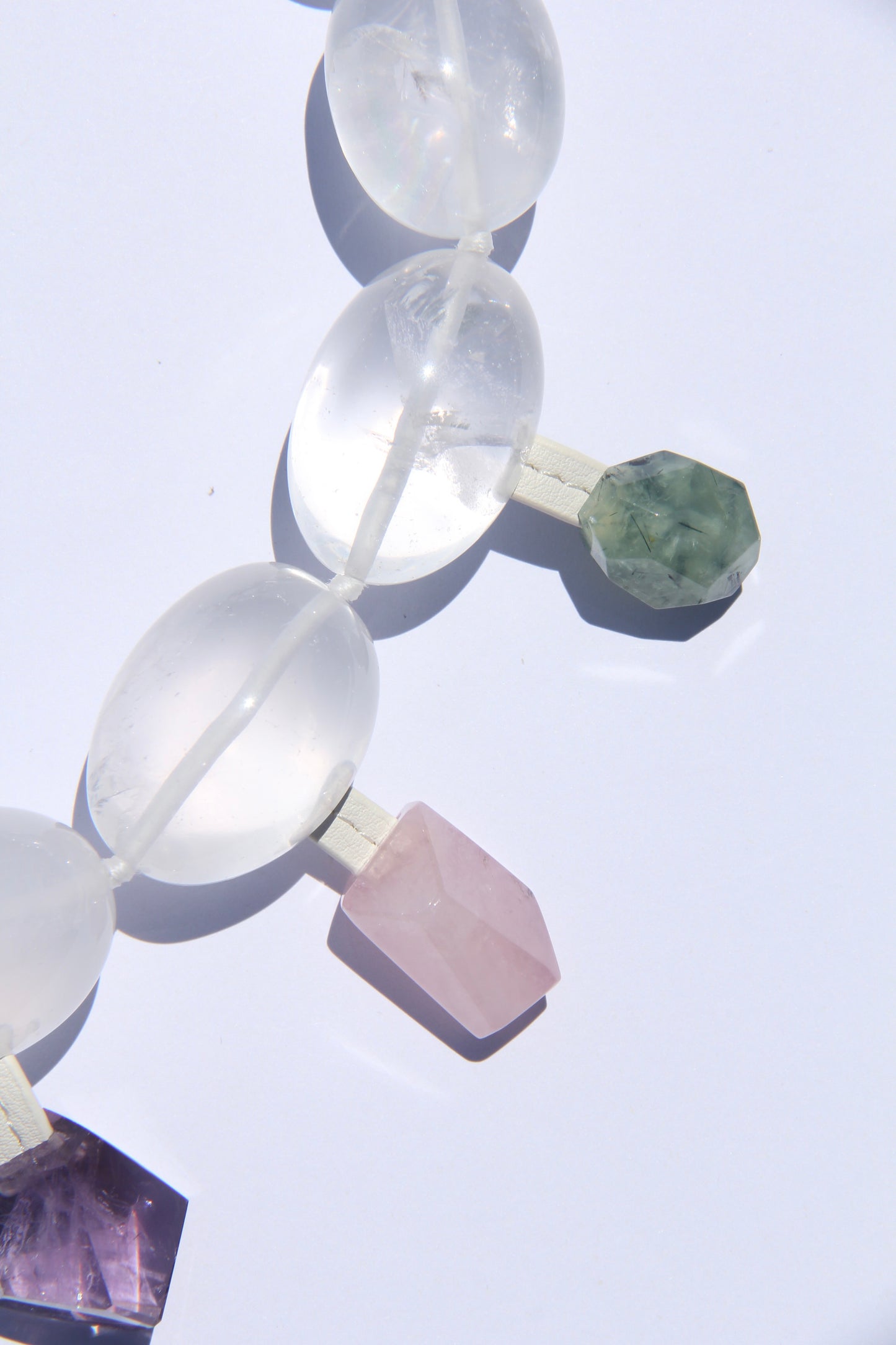 Charms: quartz, morganite, pearl, amethyst