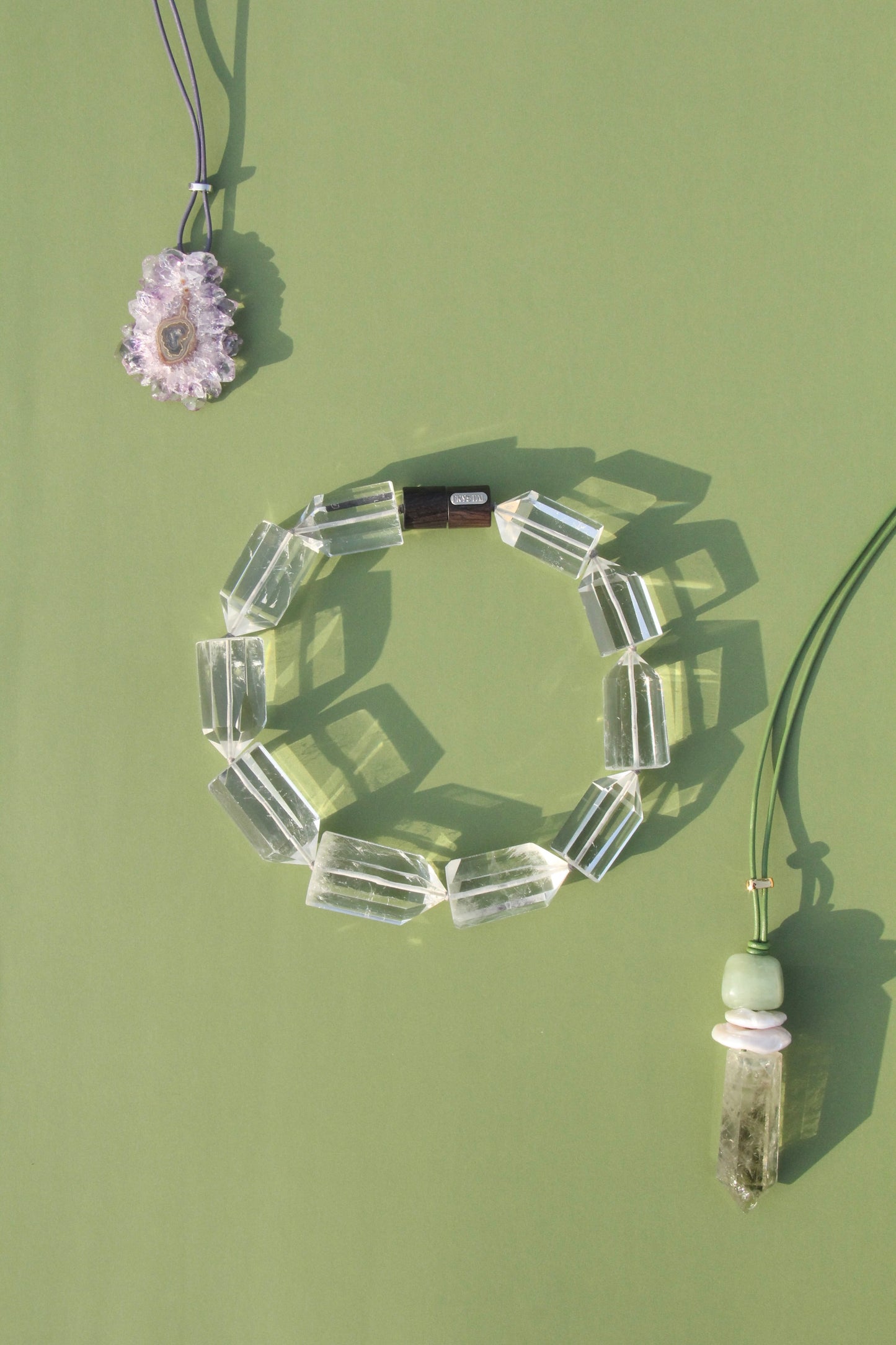 Necklace: quartz, ebony