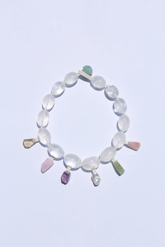 Charms: quartz, citrine, morganite, amethyst, pearl