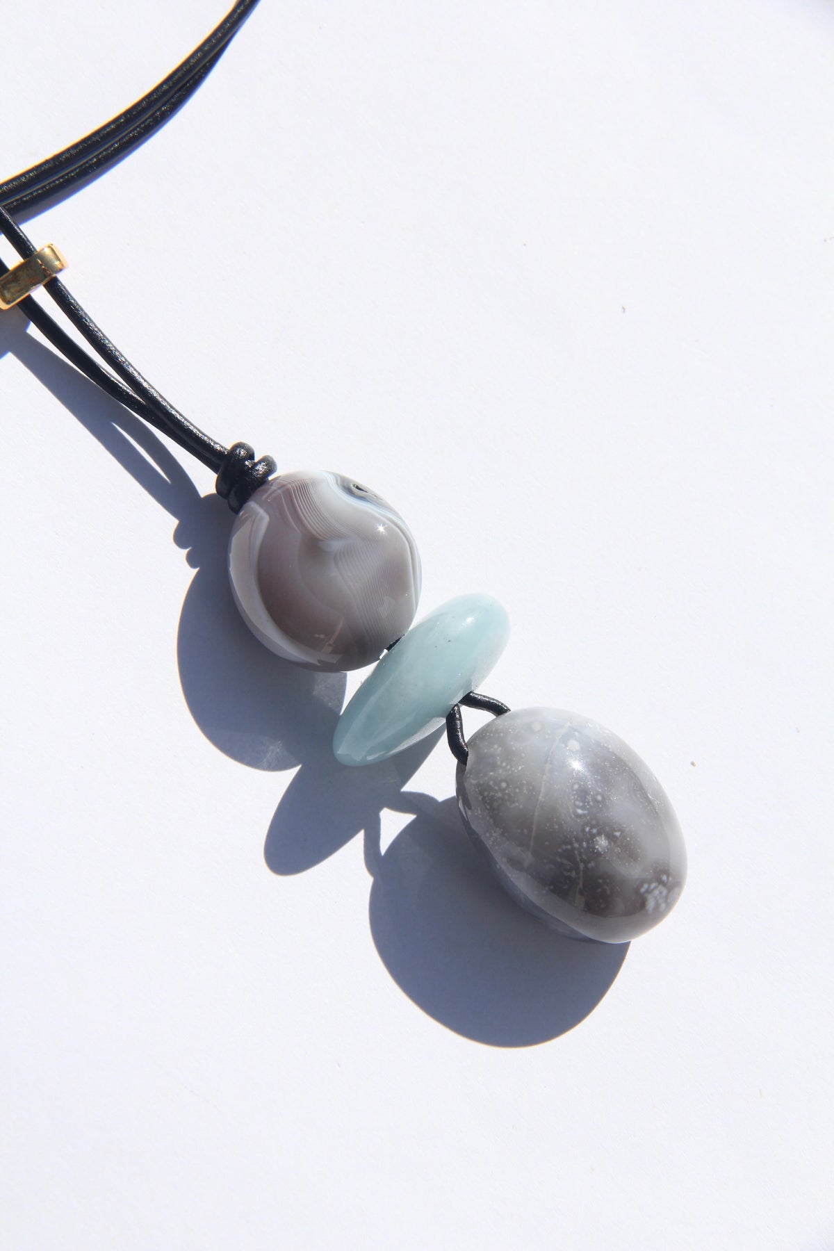Necklace: persian agate, aquamarine