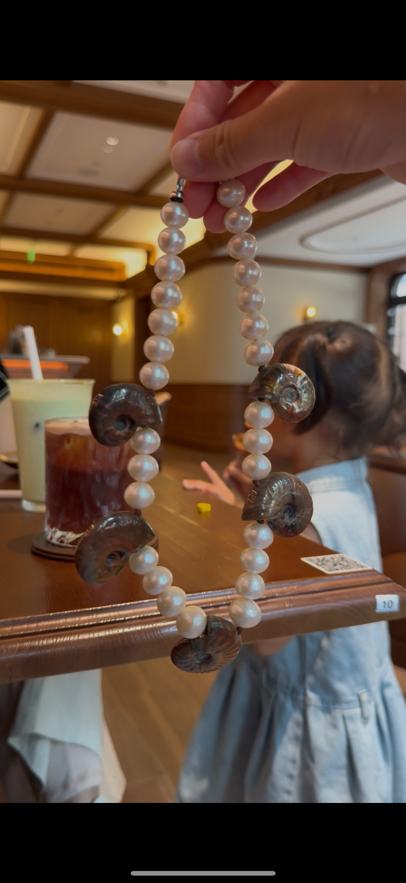 Necklace: Ammonite, pearls