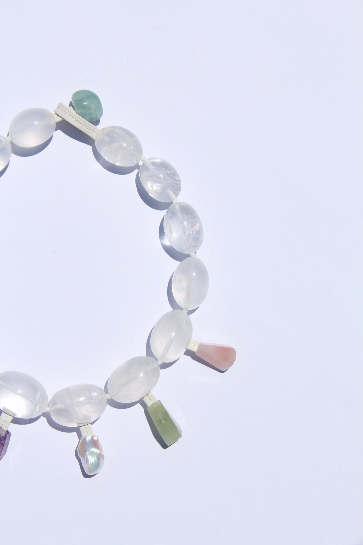 Charms: quartz, citrine, morganite, amethyst, pearl