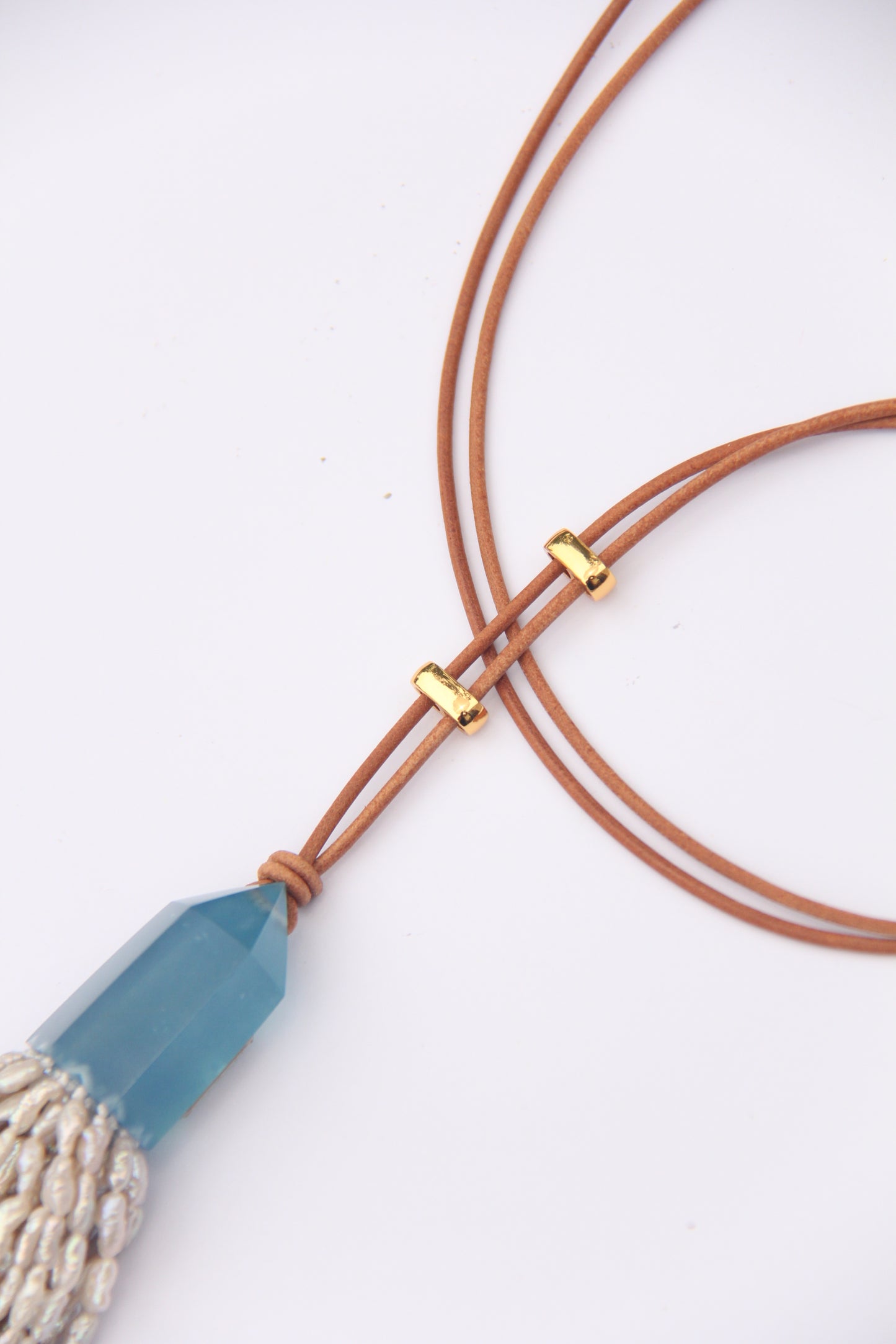 Pendant: aquamarine, pearls