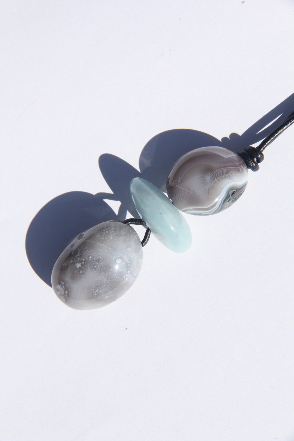 Necklace: persian agate, aquamarine