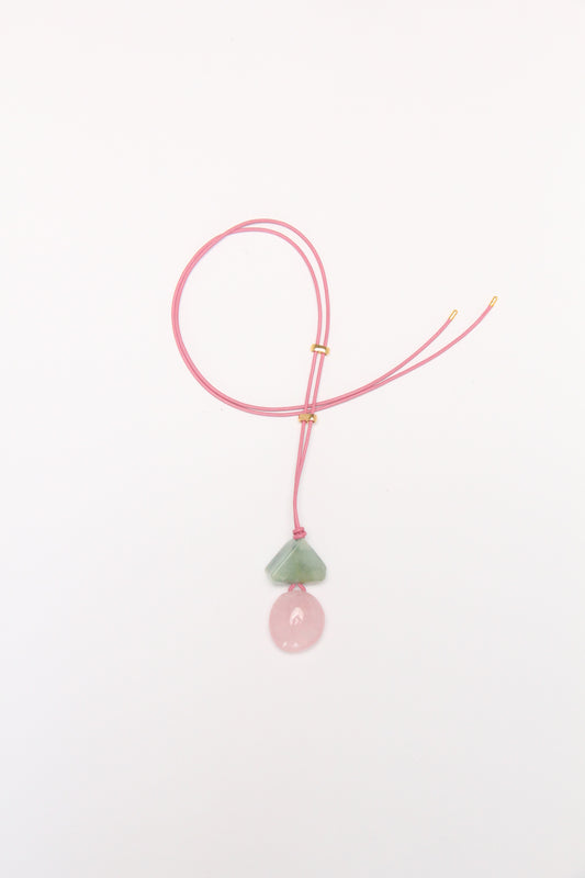 Pendant: morgnite, rose quartz