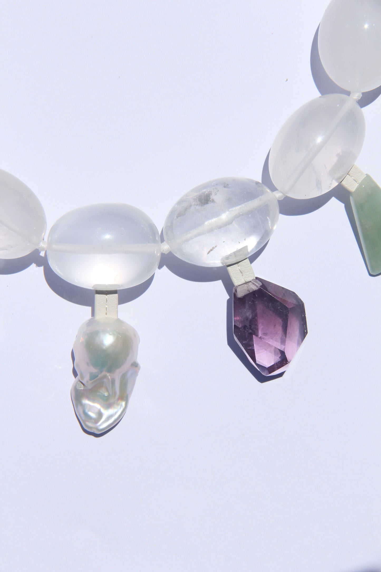 Charms: quartz, morganite, pearl, amethyst