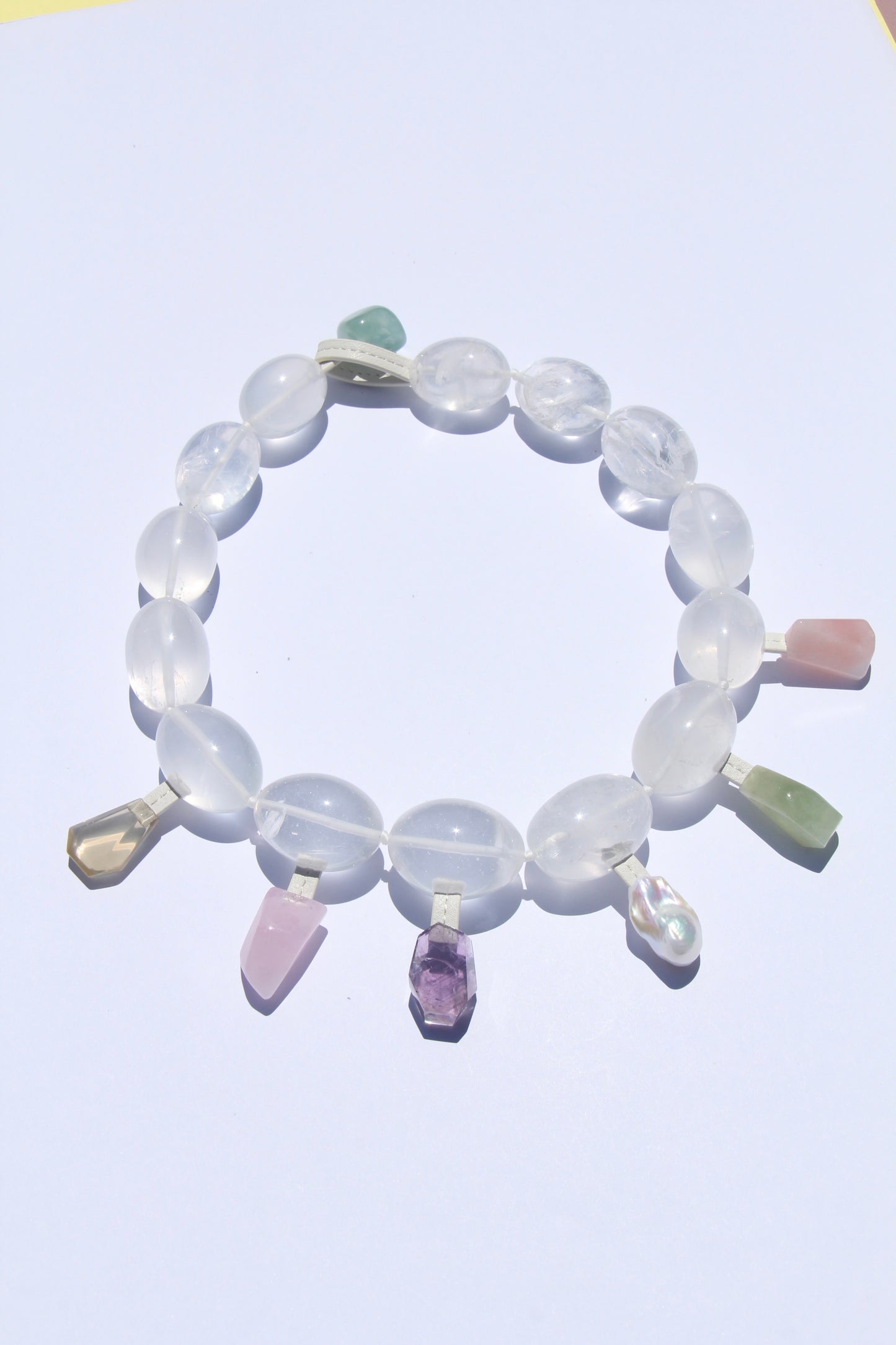 Charms: quartz, citrine, morganite, amethyst, pearl