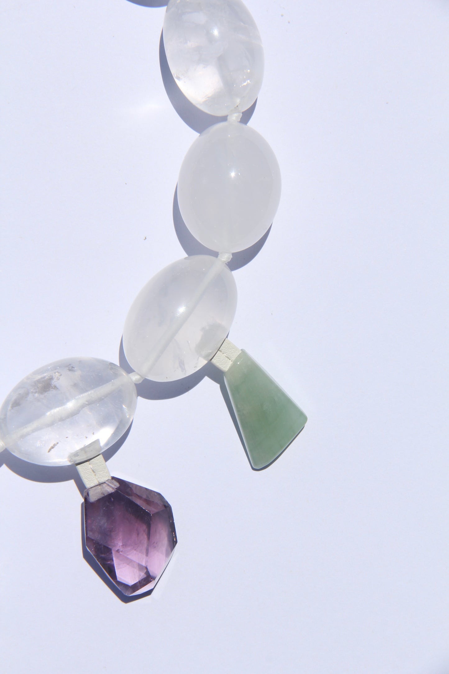 Charms: quartz, morganite, pearl, amethyst