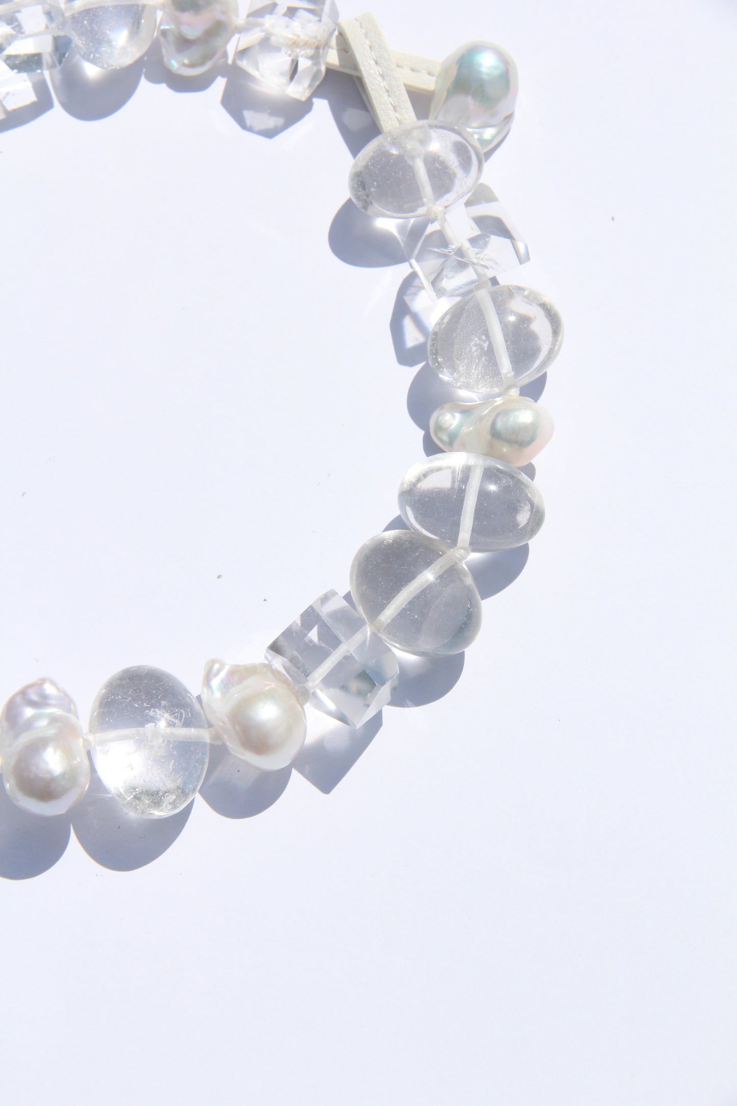 Necklace: quartz, pearls