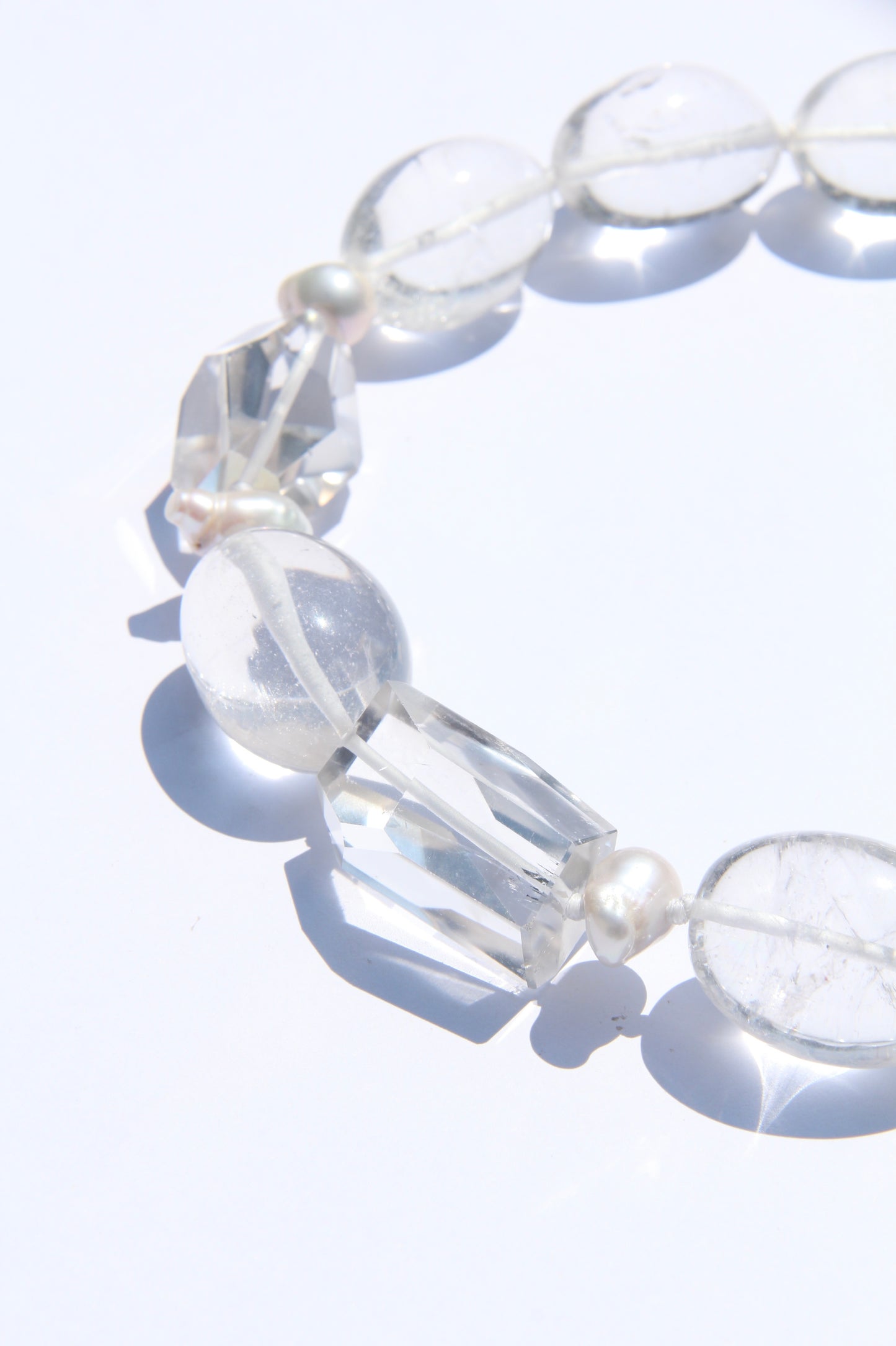 Necklace: quartz, pearls