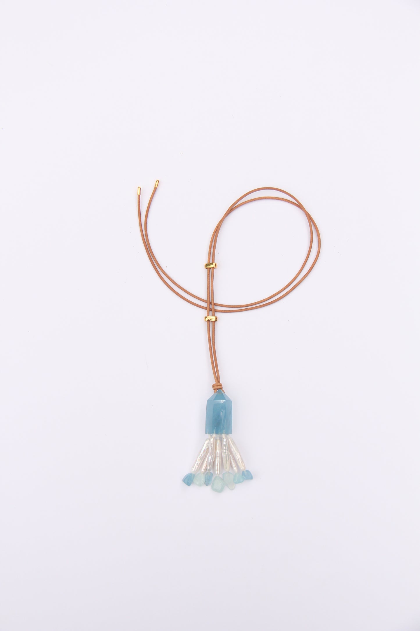 Pendant: aquamarine, pearls