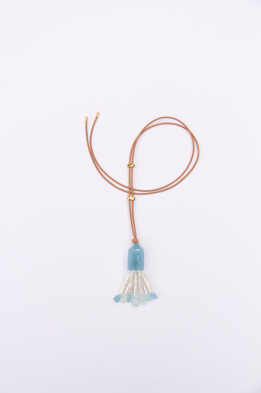 Pendant: aquamarine, pearls