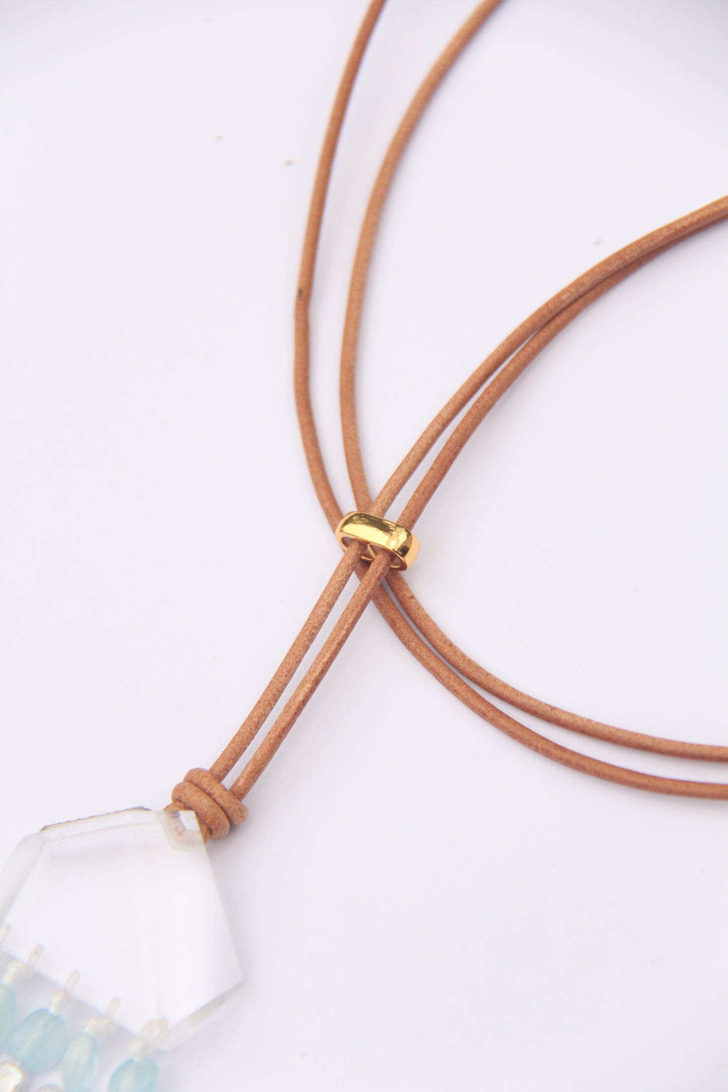 Pendant: quartz, aquamarine, pearls