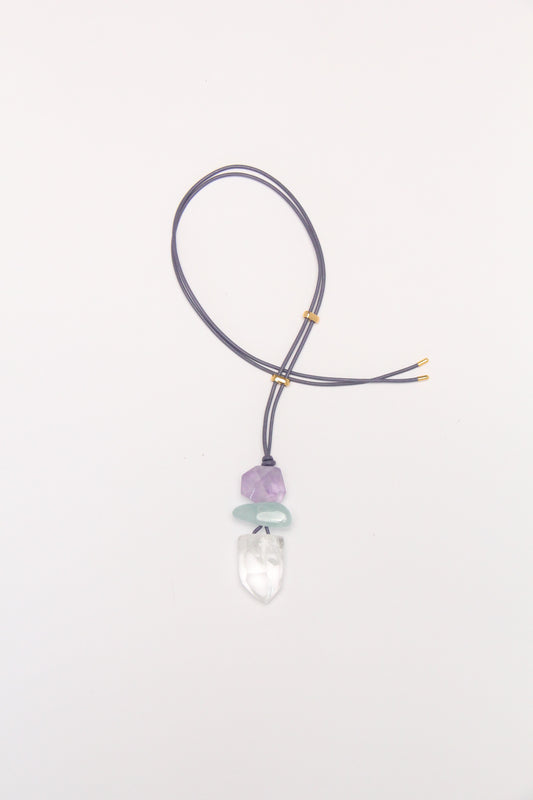 Pendant: amethyst, morganite, quartz