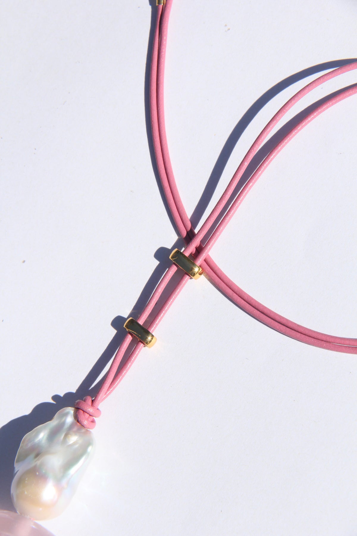 Necklace: pearl, rose quartz, aquamarine