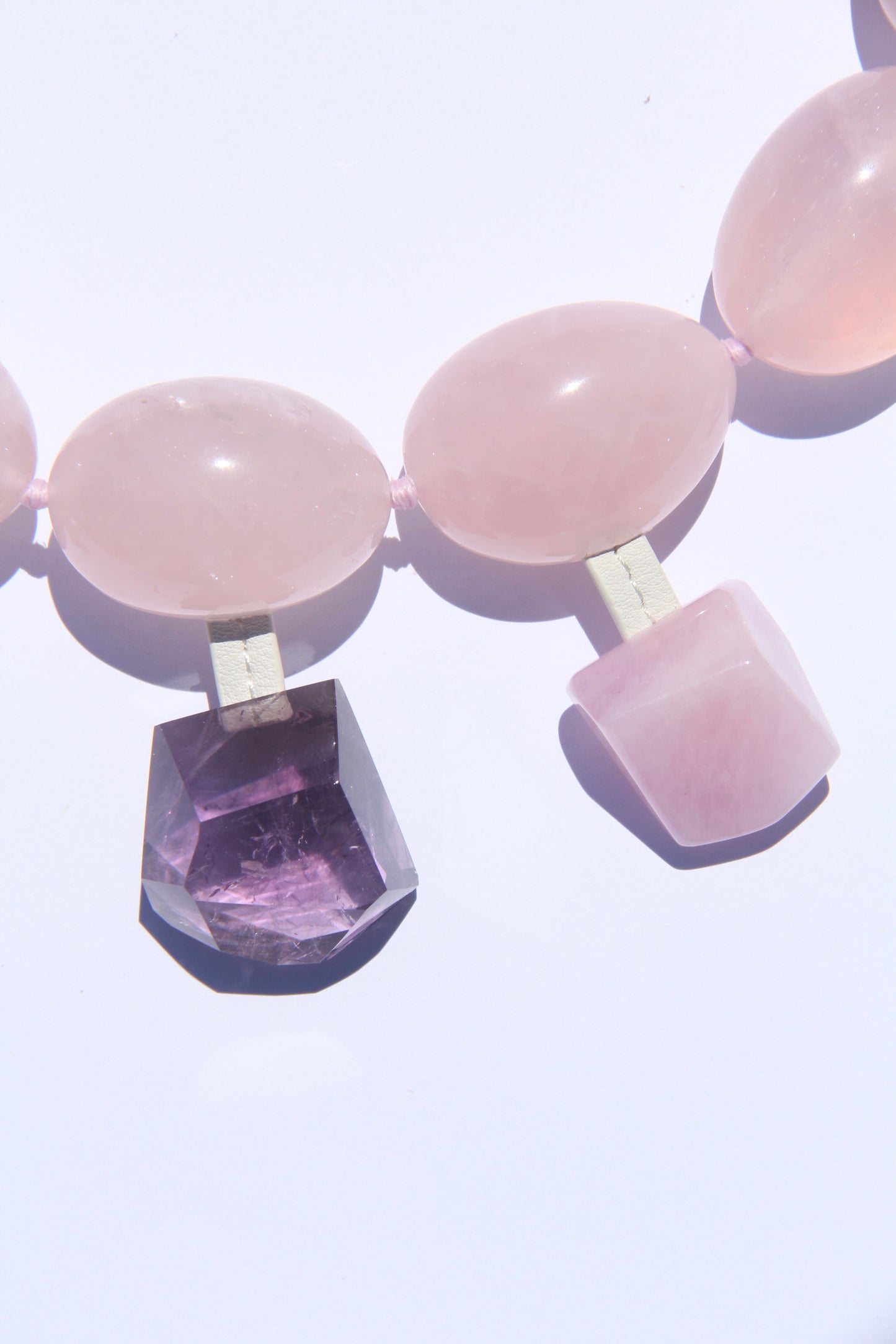 Charms: rose quartz, morganite, pearl, amethyst