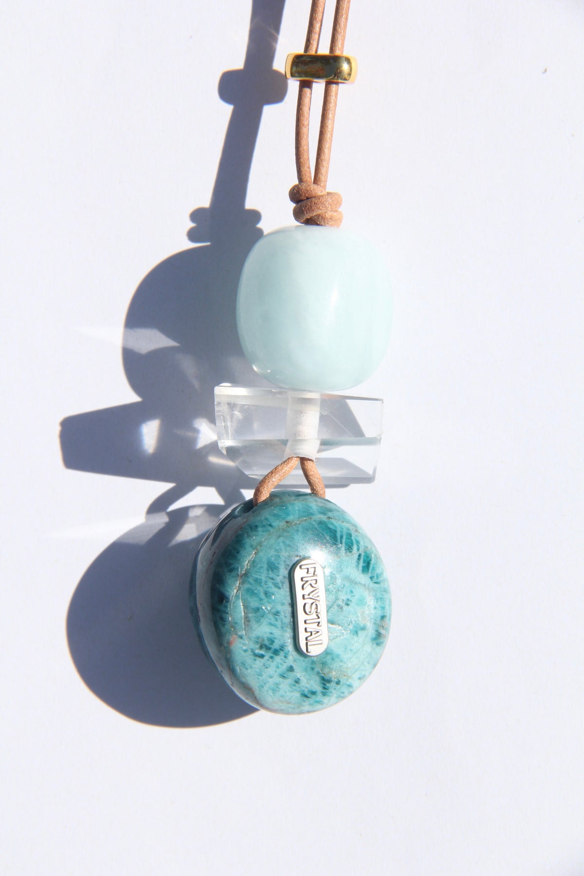Necklace: aquamarine, quartz, blue apatite
