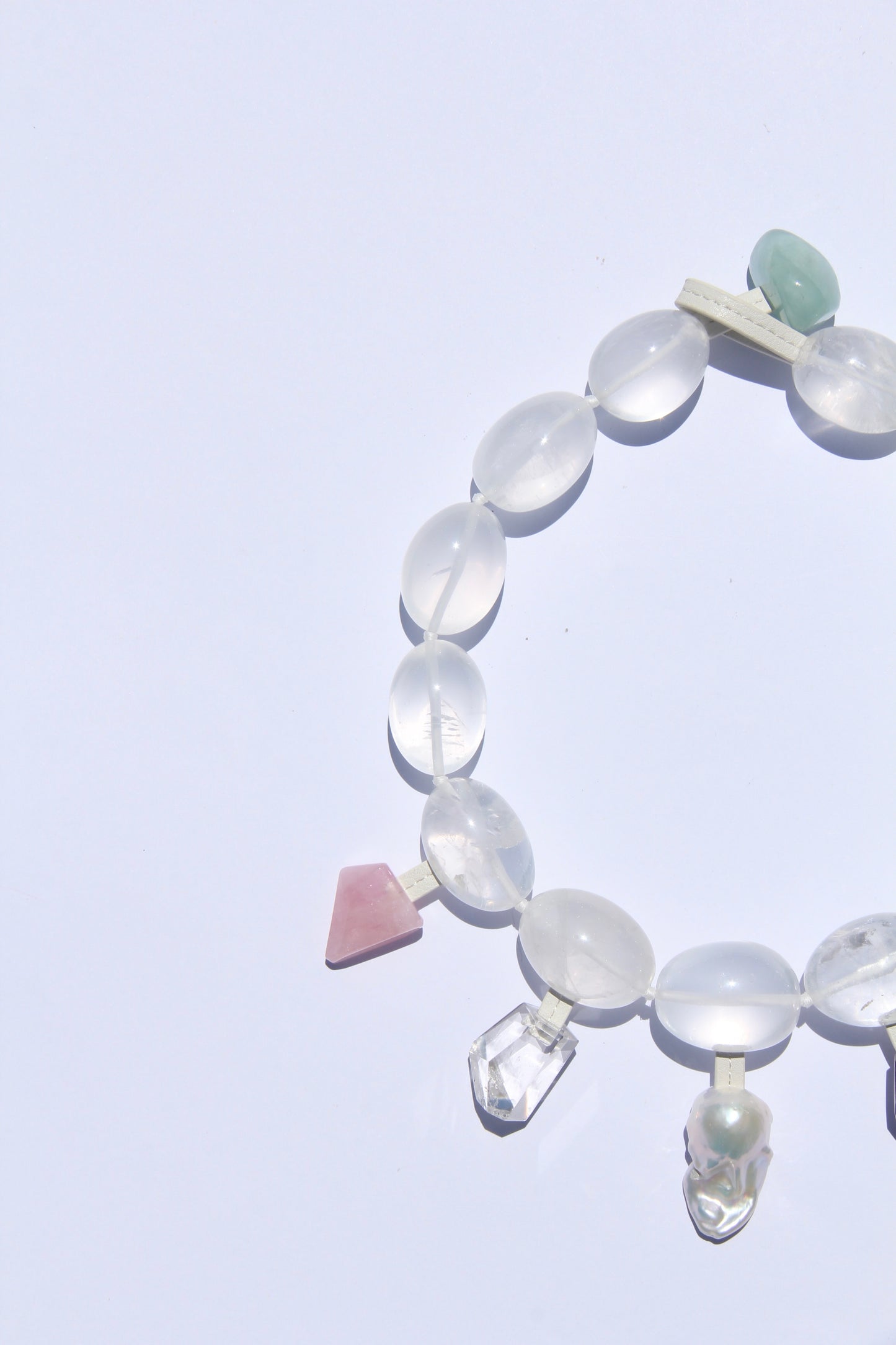 Charms: quartz, morganite, pearl, amethyst