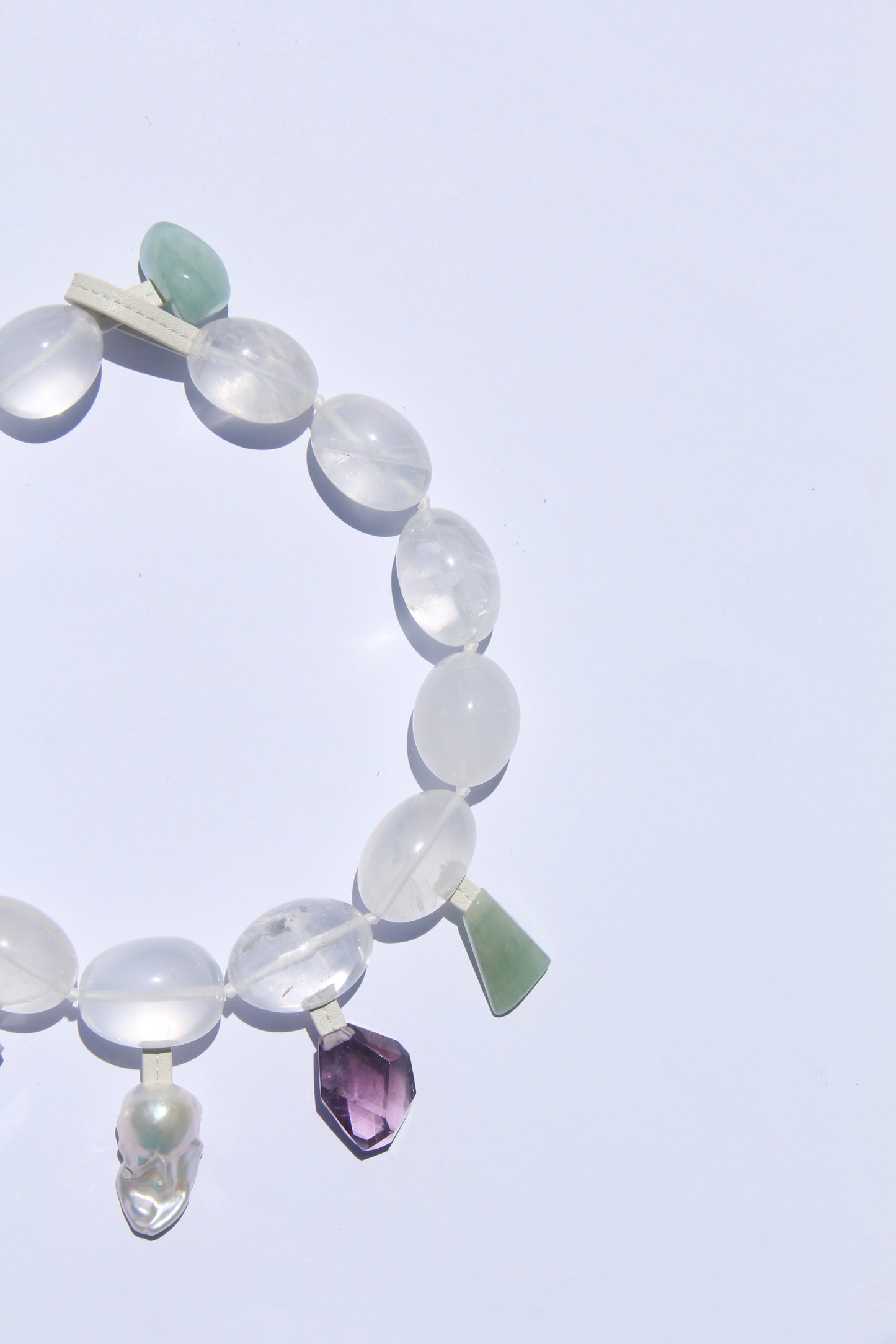 Charms: quartz, morganite, pearl, amethyst