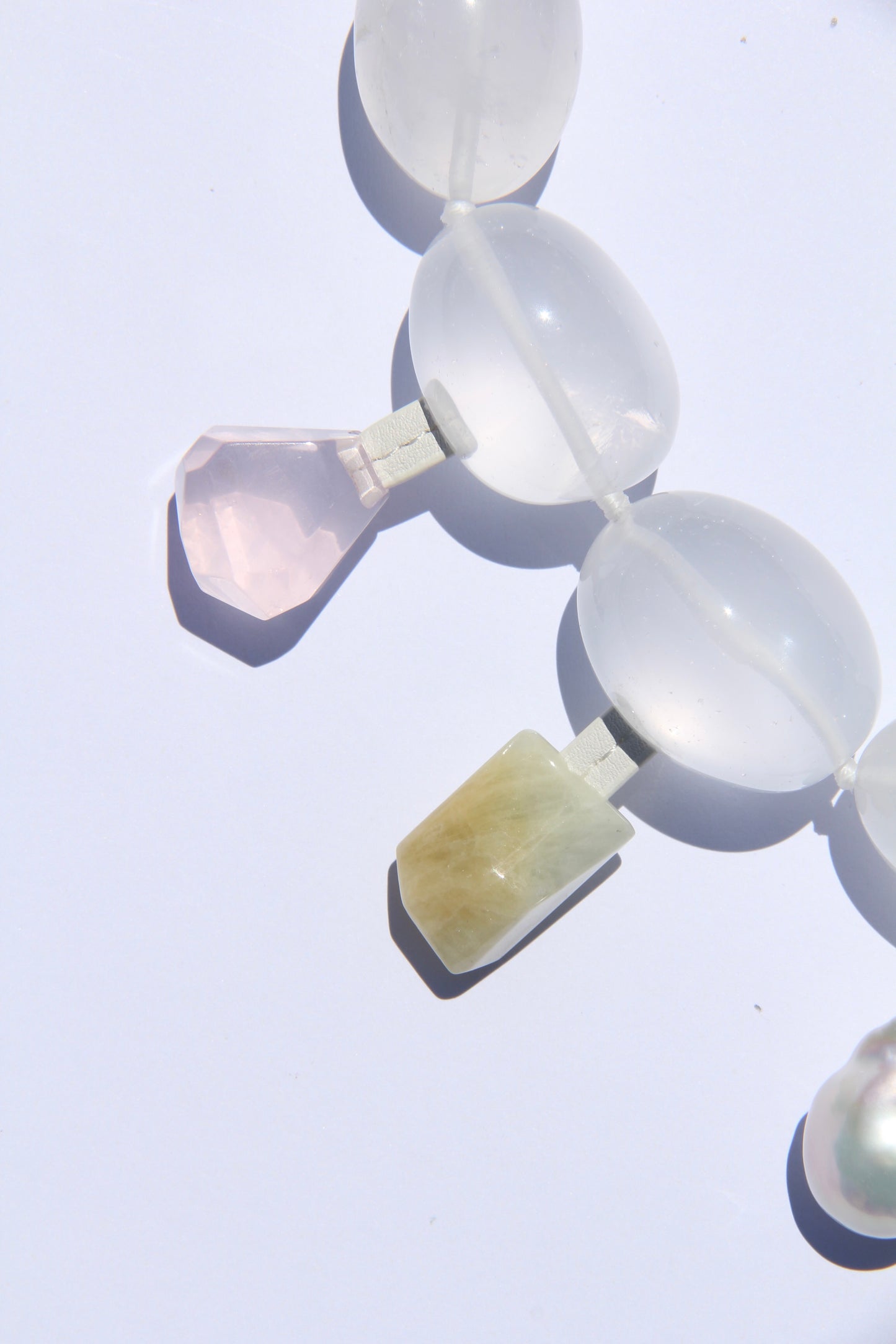 Charms: quartz, morganite, pearl, amethyst