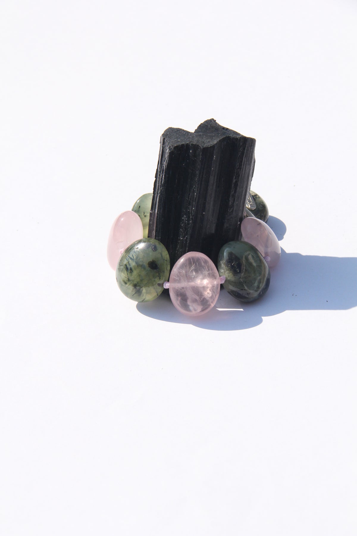 Bracelet: rose quartz, prehnite