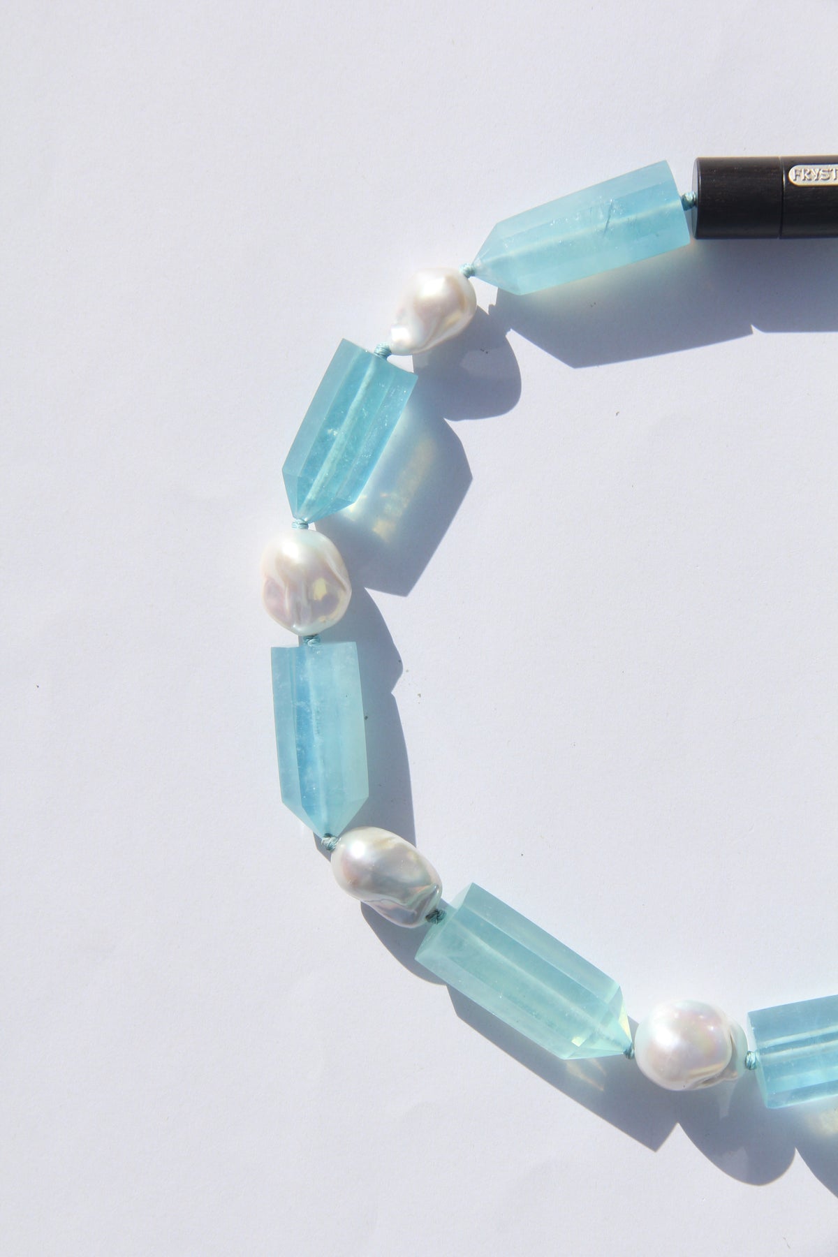 Necklace: aquamarine, pearls