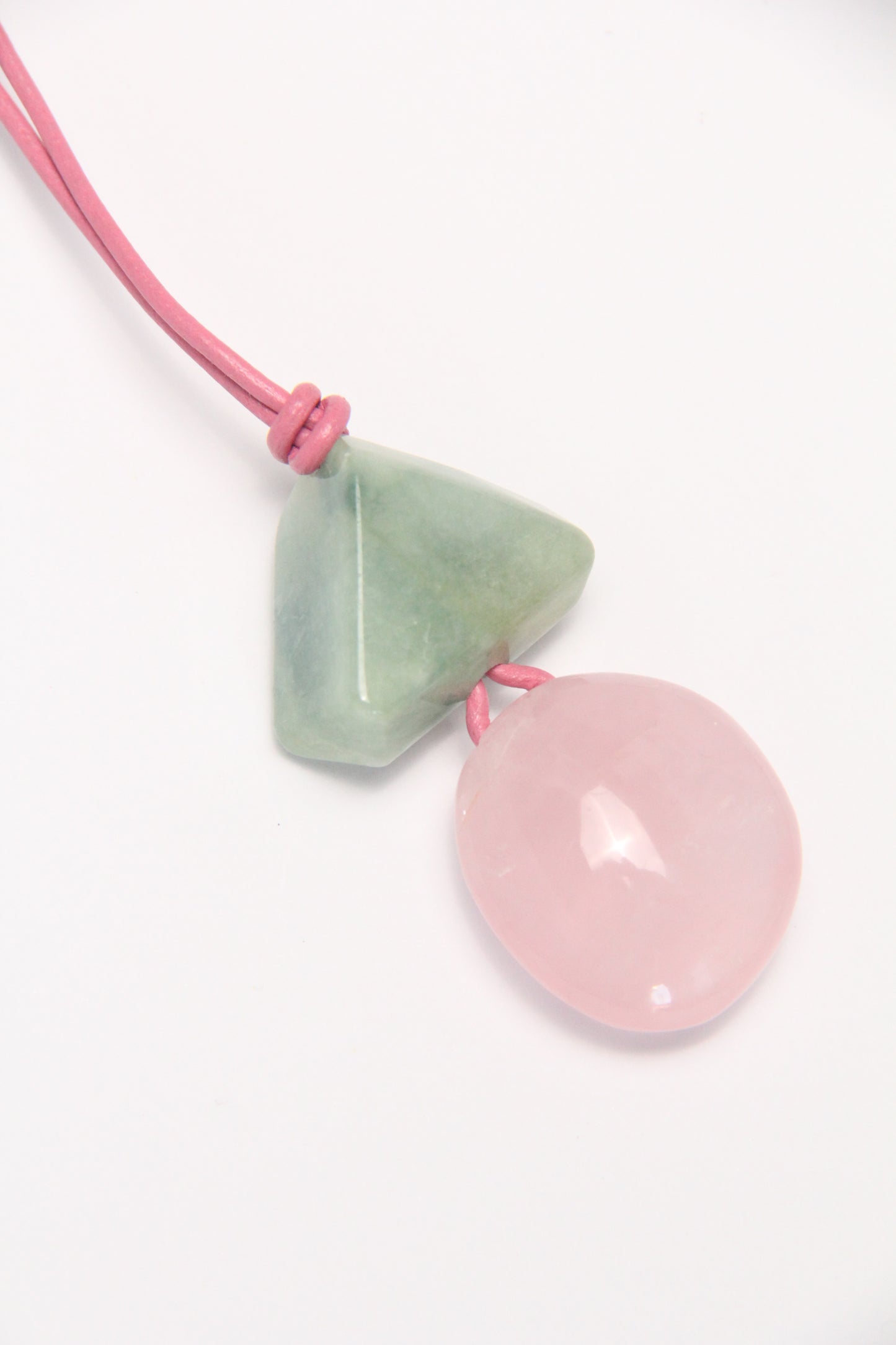 Pendant: morgnite, rose quartz